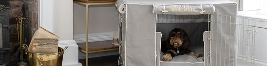 Cockapoo in a Savanna Stone personalised crate set