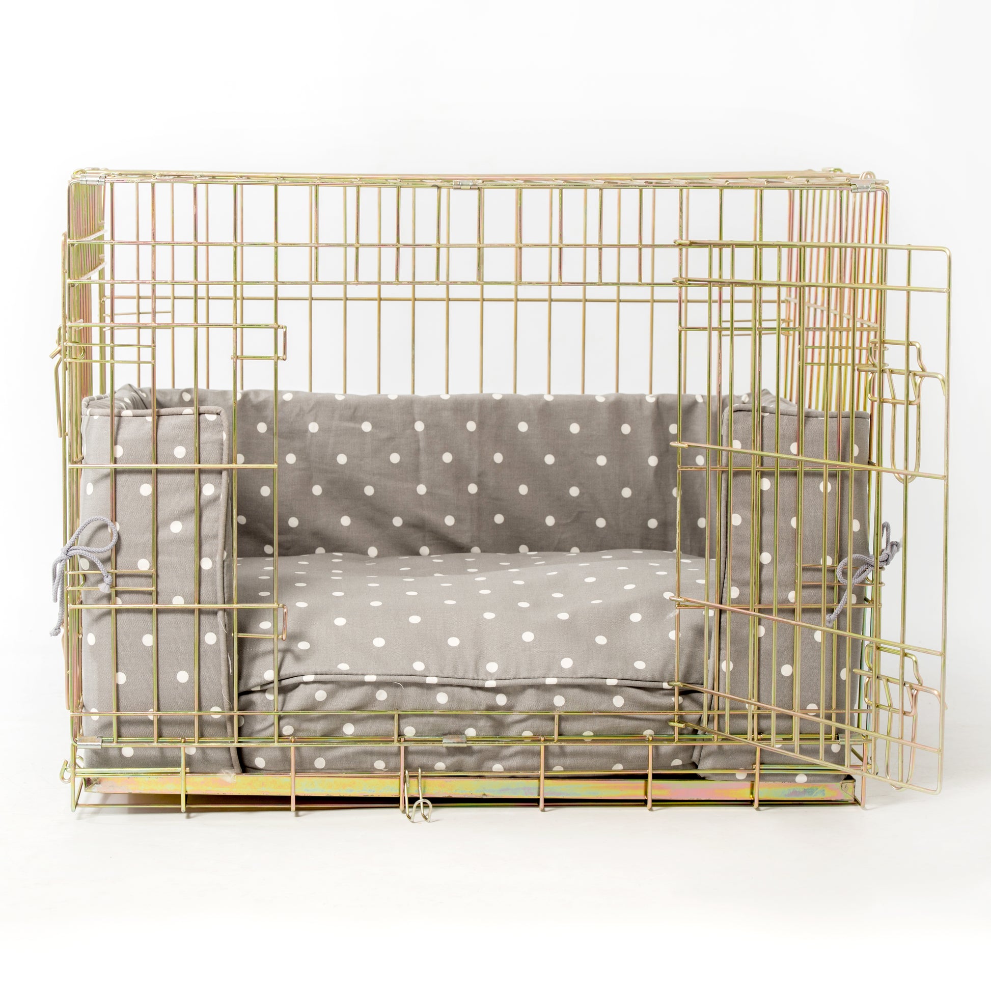 Luxury Gold Dog Cage Set With Cushion and Bumper. The Perfect Dog Cage For The Ultimate Naptime, Available Now at Lords & Labradors US