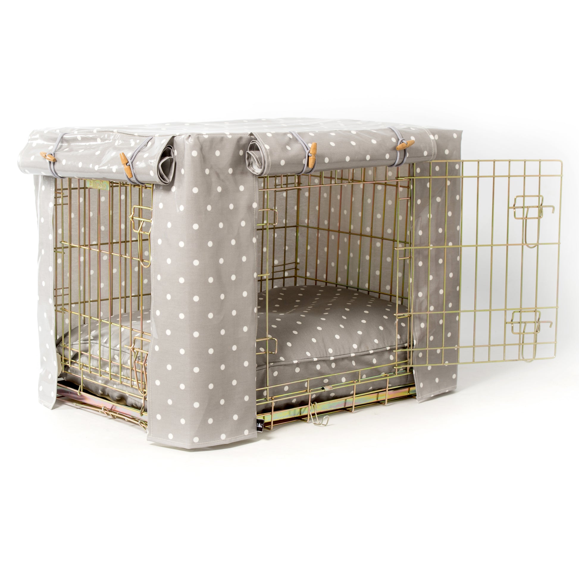Luxury Gold Dog Cage Set With Cushion, Bumper and Crate Cover. The Perfect Dog Crate For The Ultimate Naptime, Available Now at Lords & Labradors US