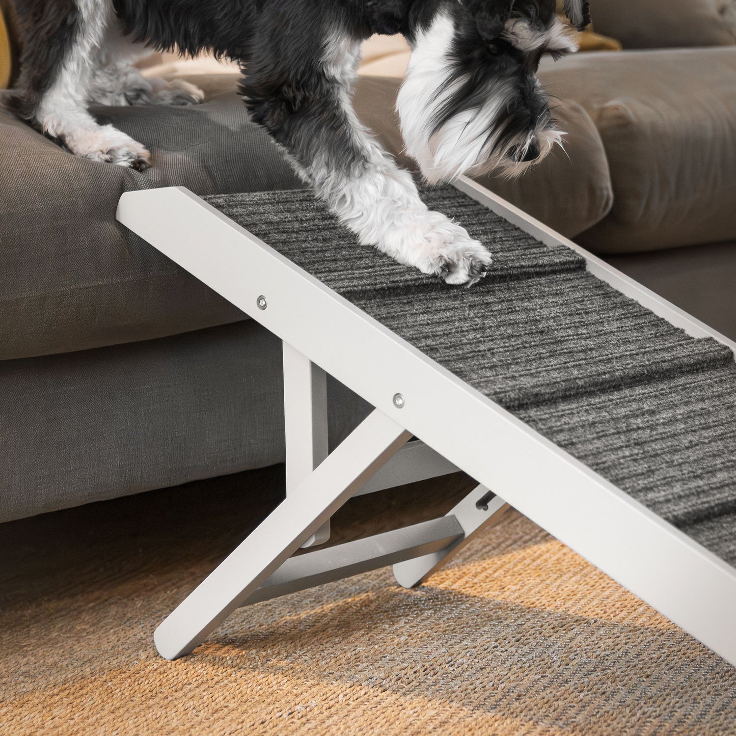 Discover the perfect pet furniture to help aid your furry friend, our super-strong dog ramp provides the ultimate comfort when climbing to join you on the couch! Featuring grooves for extra grip! Perfect for injured pets, puppy training and elderly dogs! Available now in 2 stylish colors at Lords & Labradors US
