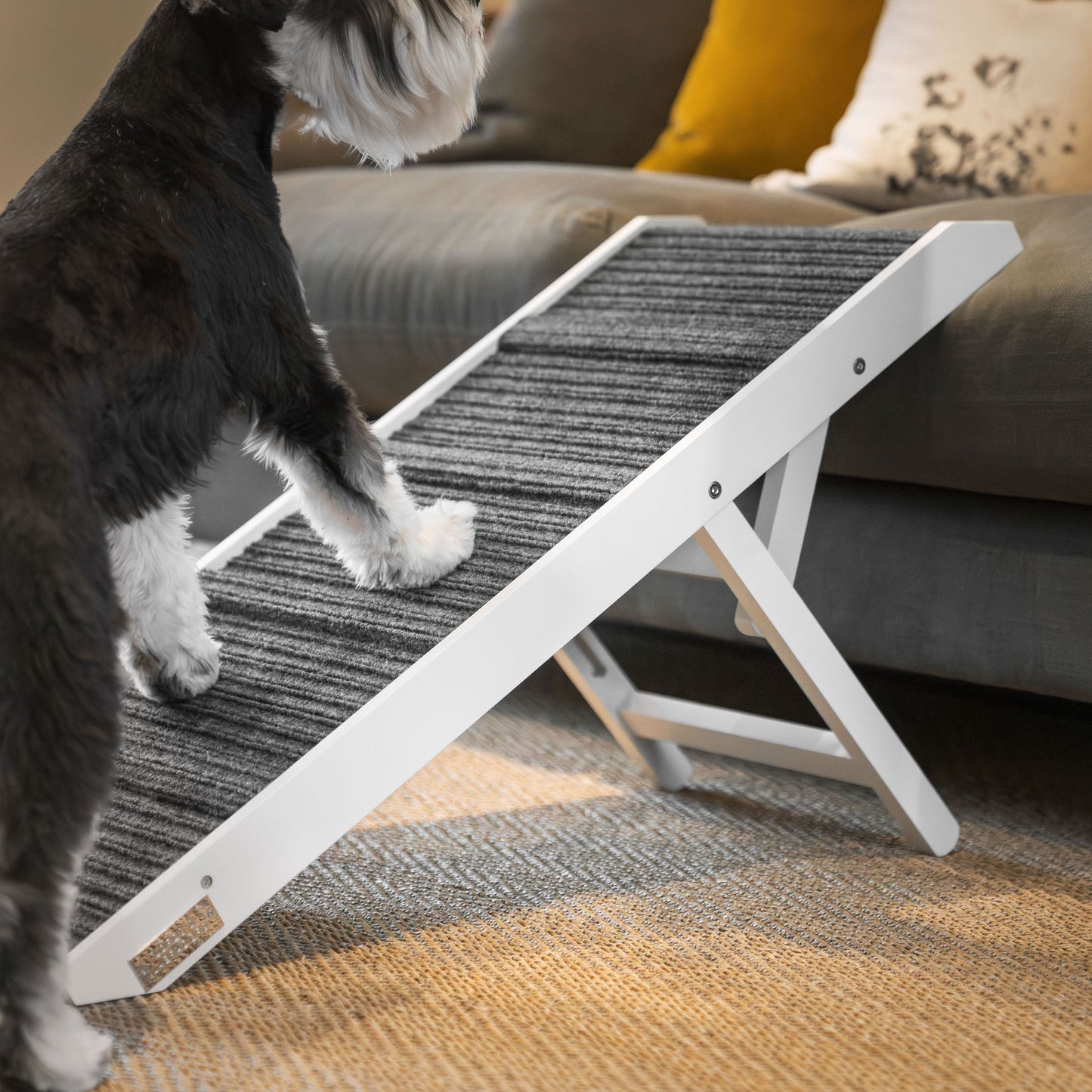 Discover the perfect pet furniture to help aid your furry friend, our super-strong dog ramp provides the ultimate comfort when climbing to join you on the couch! Featuring grooves for extra grip! Perfect for injured pets, puppy training and elderly dogs! Available now in 2 stylish colors at Lords & Labradors US