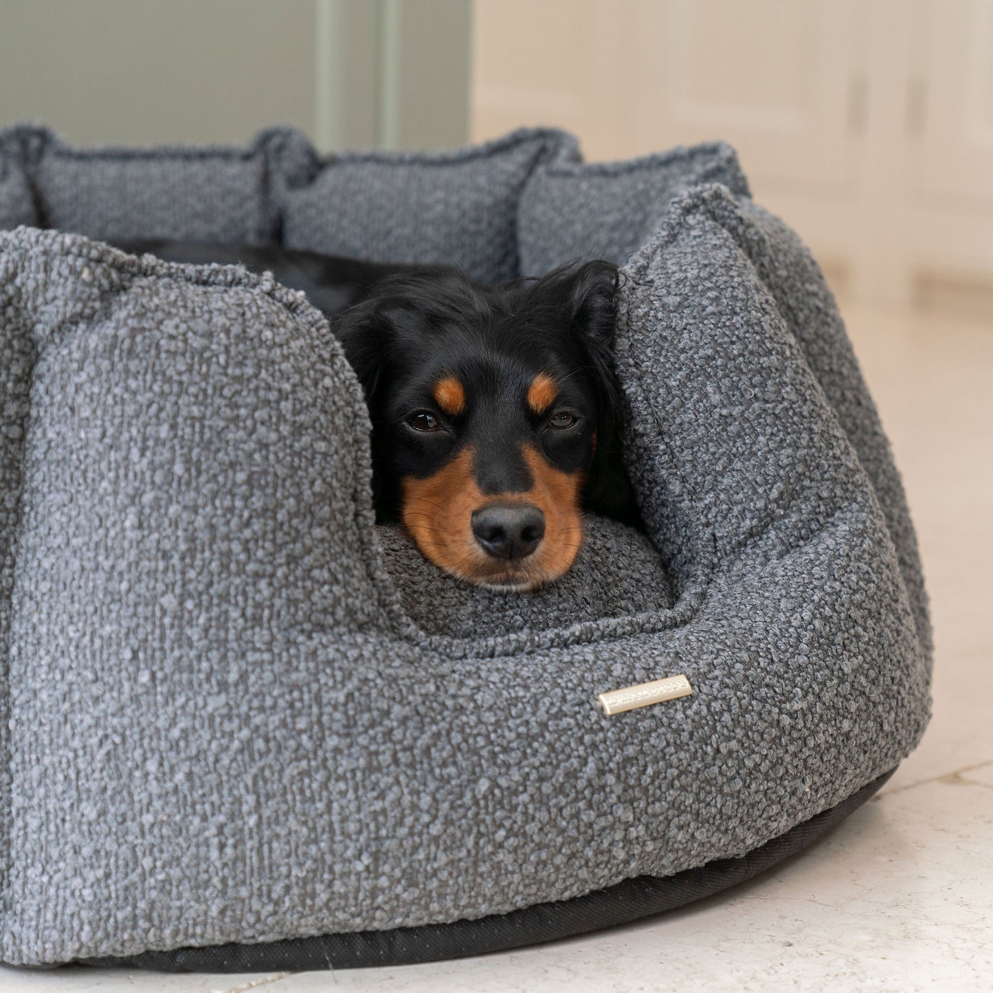 High Wall Bed For Dogs in Bouclé by Lords & Labradors