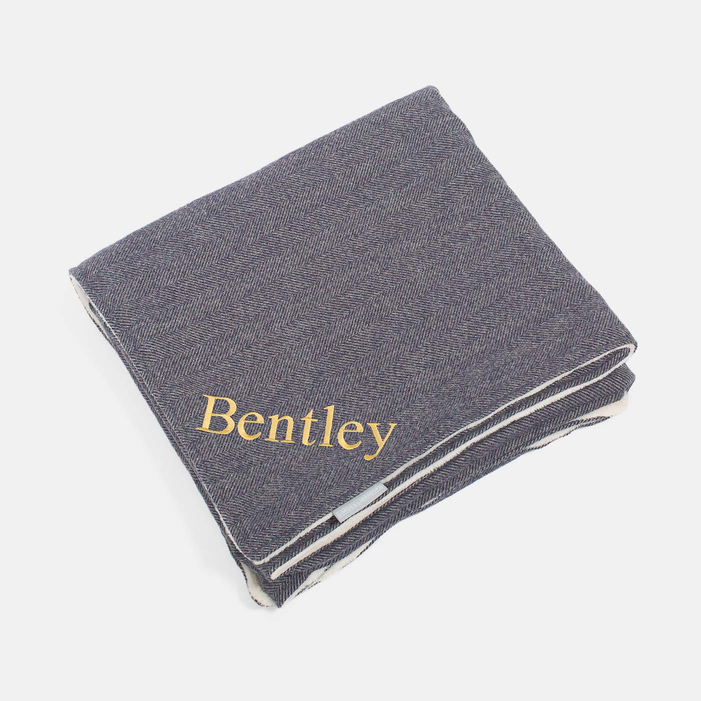Discover Our Luxurious Oxford Herringbone Tweed Dog Blanket With Super Soft Sherpa & Teddy Fleece, The Perfect Blanket For Puppies, Available To Personalize And In 2 Sizes Here at Lords & Labradors US