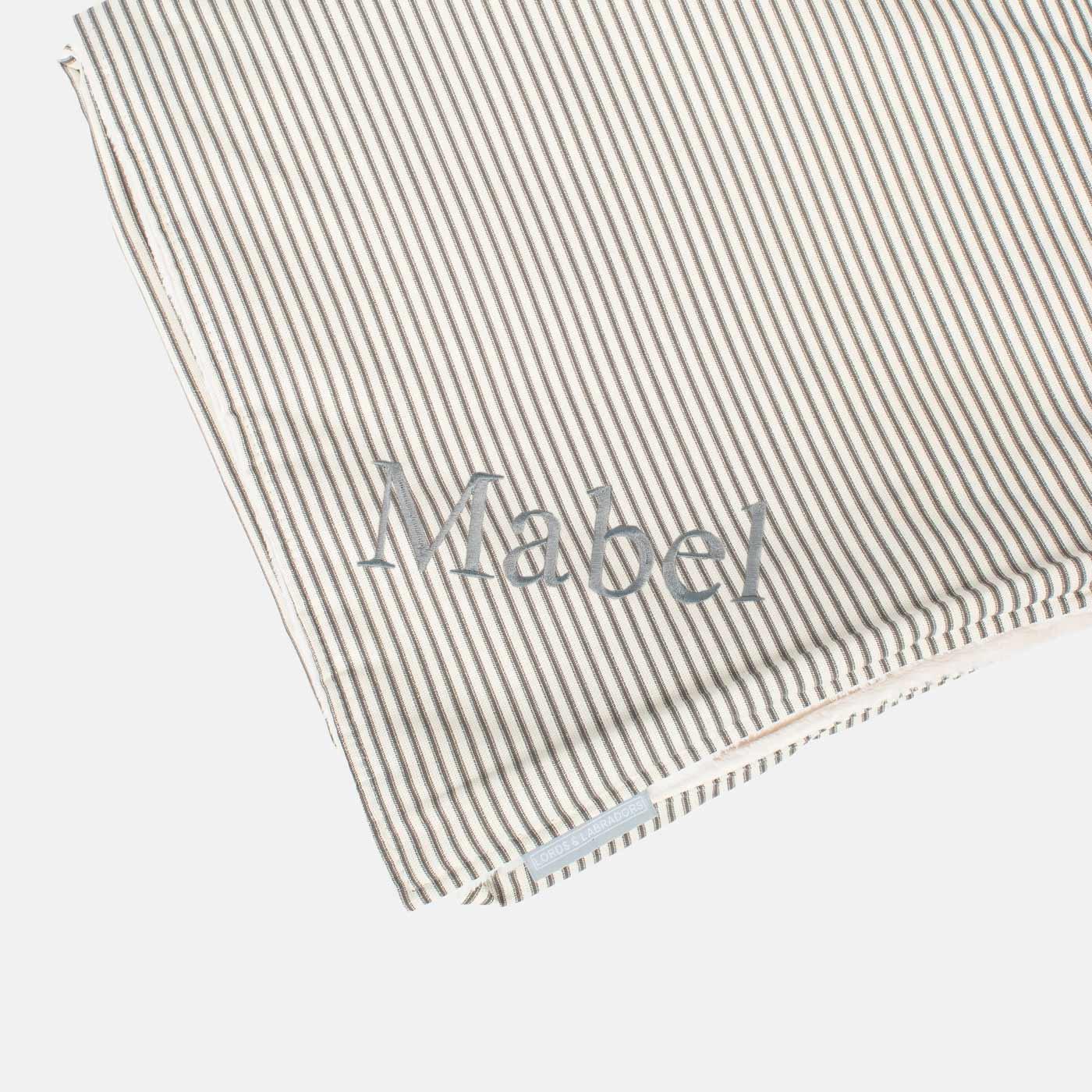 Discover Our Luxurious Dog Blanket In Stunning Regency Stripe, The Perfect Blanket For Puppies, Available To Personalize And In 2 Sizes Here at Lords & Labradors US