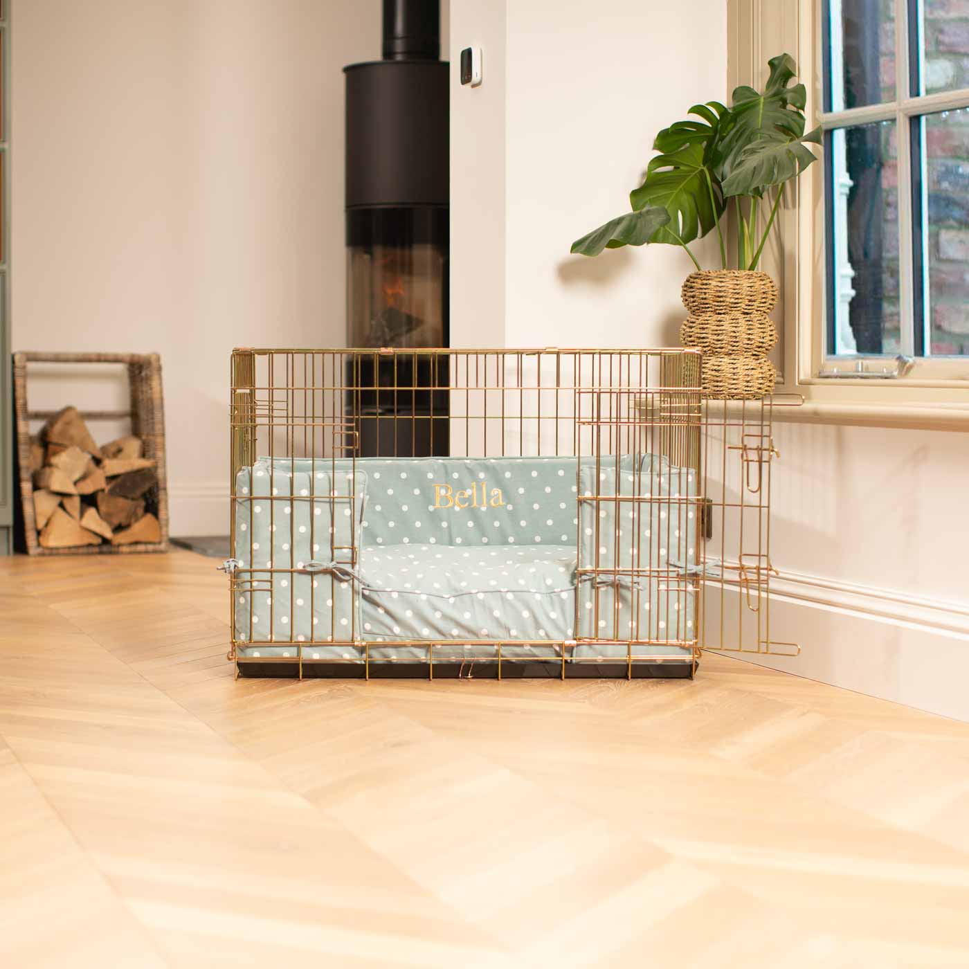 Luxury Gold Dog Cage Set With Bumper, The Perfect Dog Crate For The Ultimate Naptime, Available Now at Lords & Labradors US