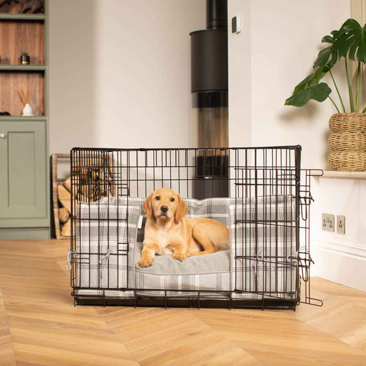 Dog Cage with Cushion & Bumper in Balmoral Dove Grey Tweed by Lords & Labradors