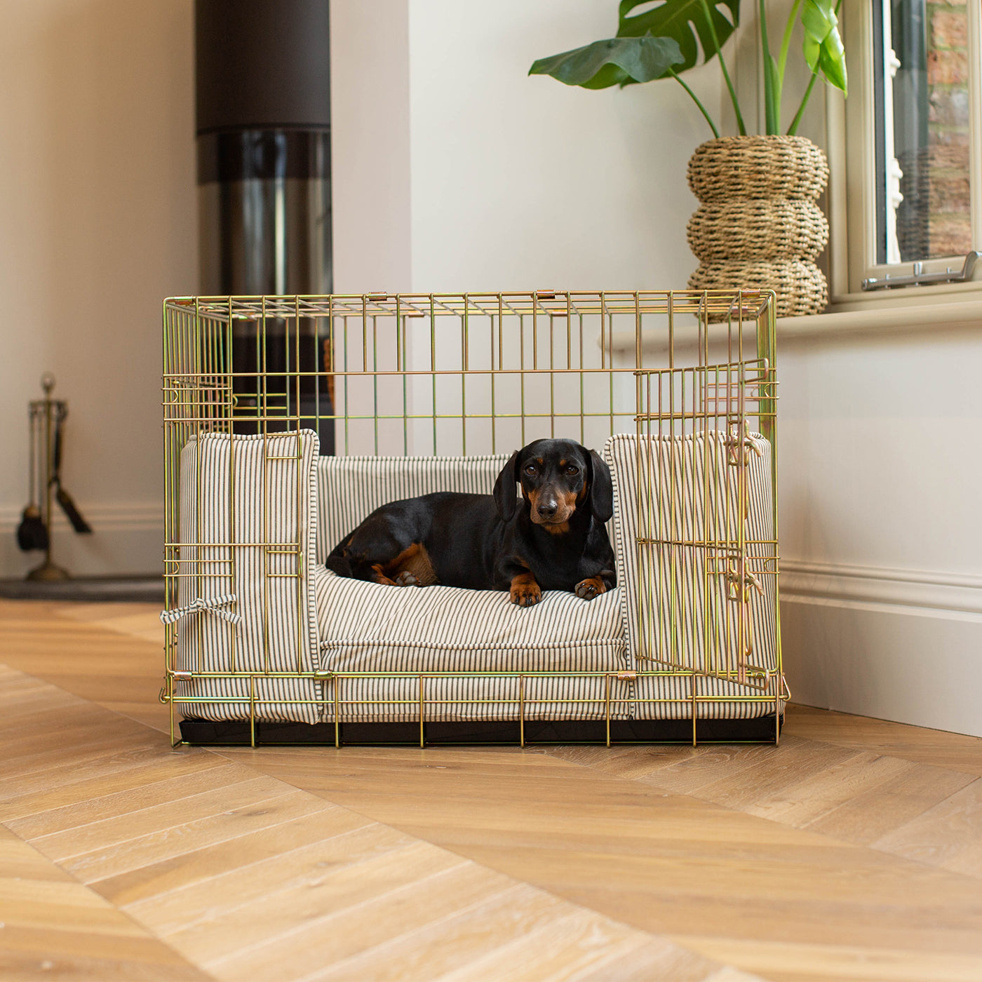 Luxury Dog Cage Bumper, Regency Stripe Cage Bumper Cover The Perfect Dog Cage Accessory, Available To Personalize Now at Lords & Labradors US