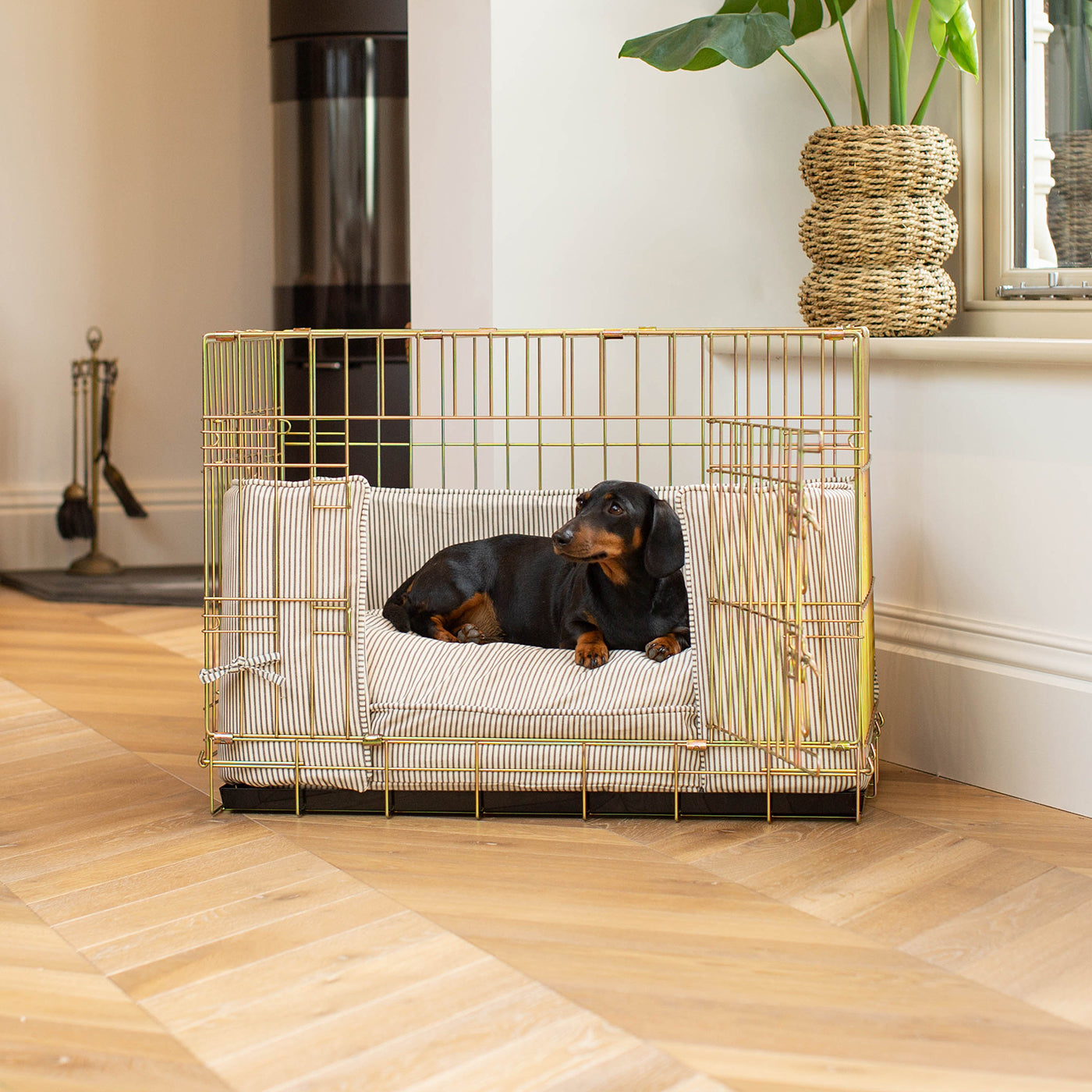 Luxury Dog Cage Bumper, Regency Stripe Cage Bumper Cover The Perfect Dog Cage Accessory, Available To Personalize Now at Lords & Labradors US