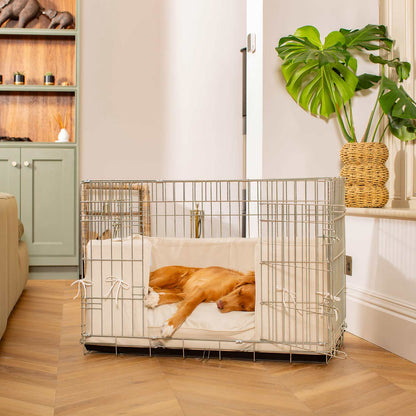 [color:savanna bone] Accessorize your dog cage with our stunning bumper covers, choose from our Savanna collection! Made using luxury fabric for the perfect cage accessory to build the ultimate dog den! Available now in 3 colors and sizes at Lords & Labradors US