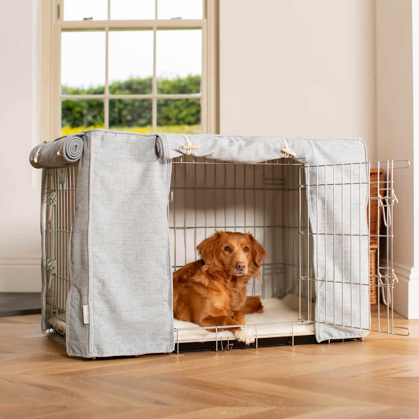 Dog Cage Cover In Inchmurrin Iceberg by Lords & Labradors