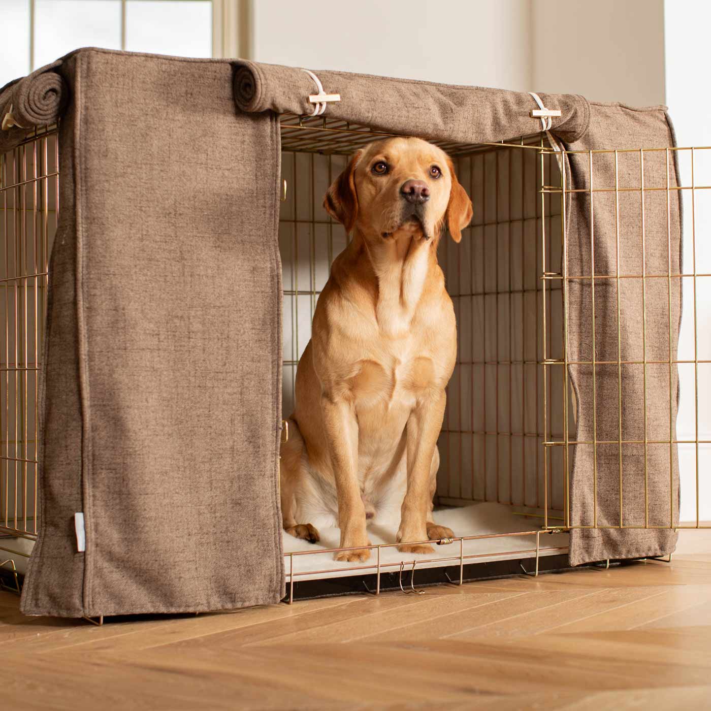 Dog Cage Cover In Inchmurrin Umber by Lords & Labradors