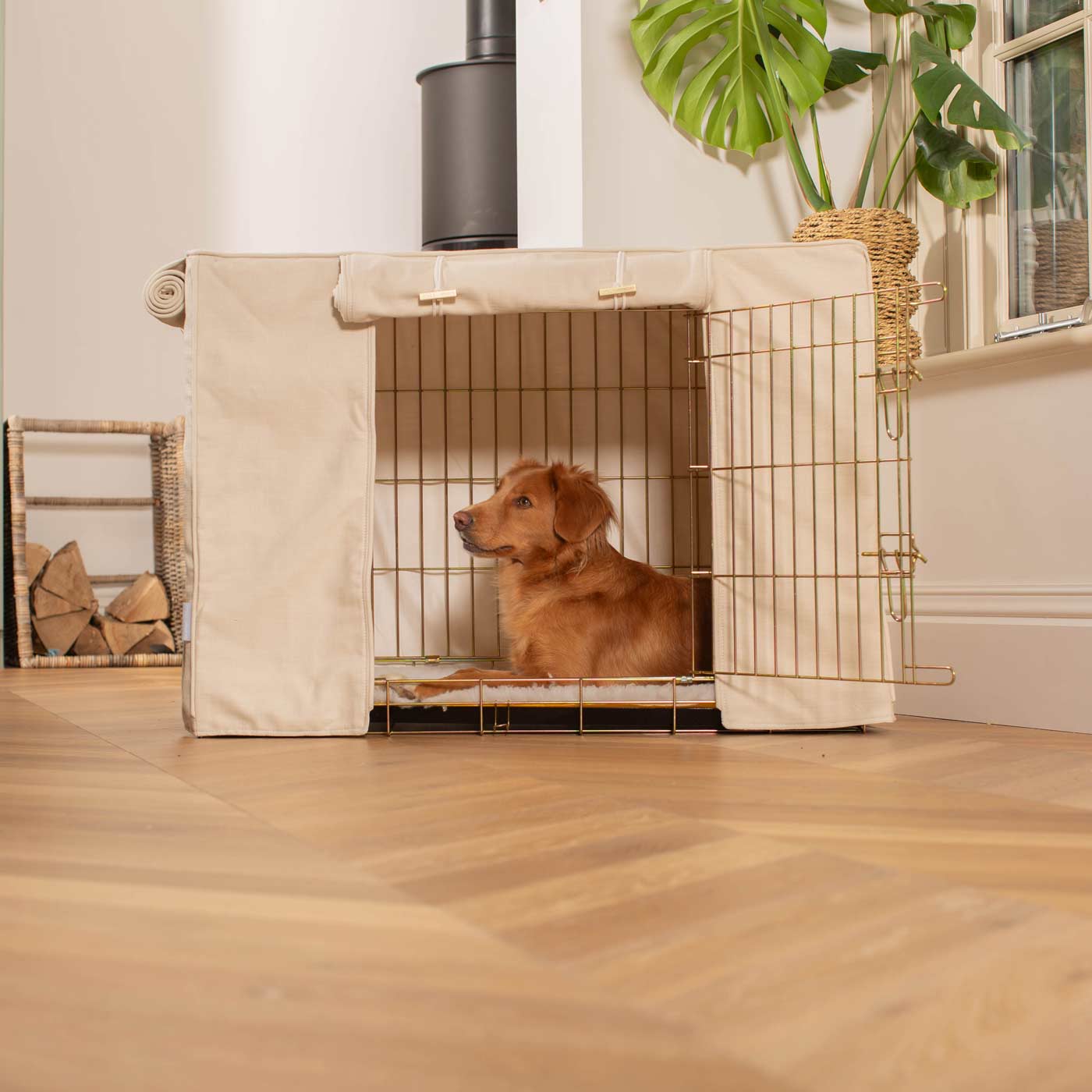 Dog Cage with Cage Cover in Savanna Bone by Lords & Labradors