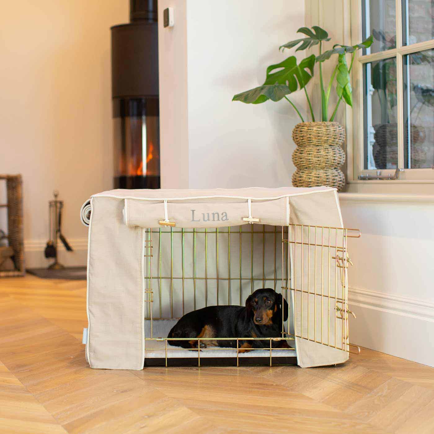 Luxury Dog Cage Cover, Savanna Oatmeal Cage Cover The Perfect Dog Cage Accessory, Available To Personalize Now at Lords & Labradors US