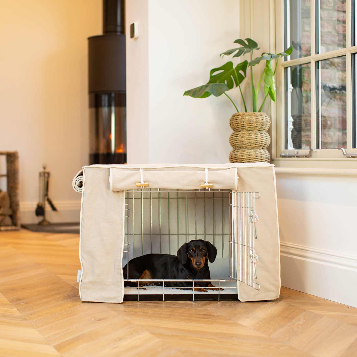 Dog Cage with Cage Cover in Savanna Oatmeal by Lords & Labradors