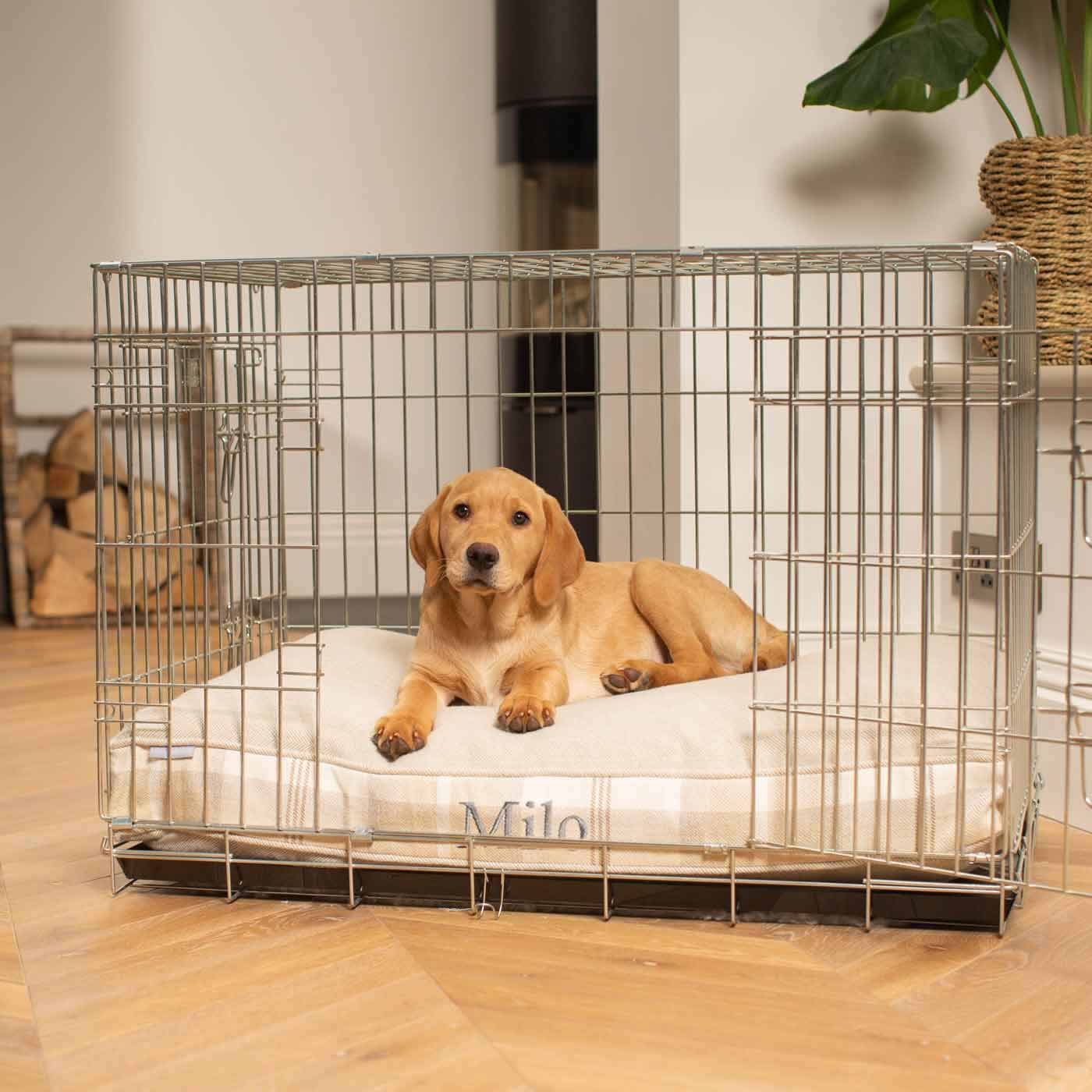 Luxury Silver Dog Cage Set With Cushion, The Perfect Dog Cage For The Ultimate Naptime, Now Available To Personalize at Lords & Labradors US