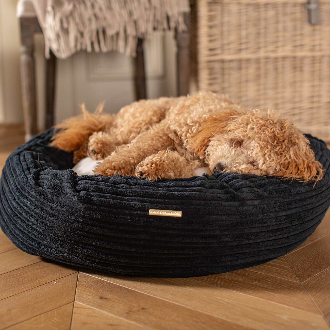 Discover Our Handmade Luxury Donut Dog Bed, In Navy Essentials Plush, The Perfect Choice For Puppies Available Now at Lords & Labradors US