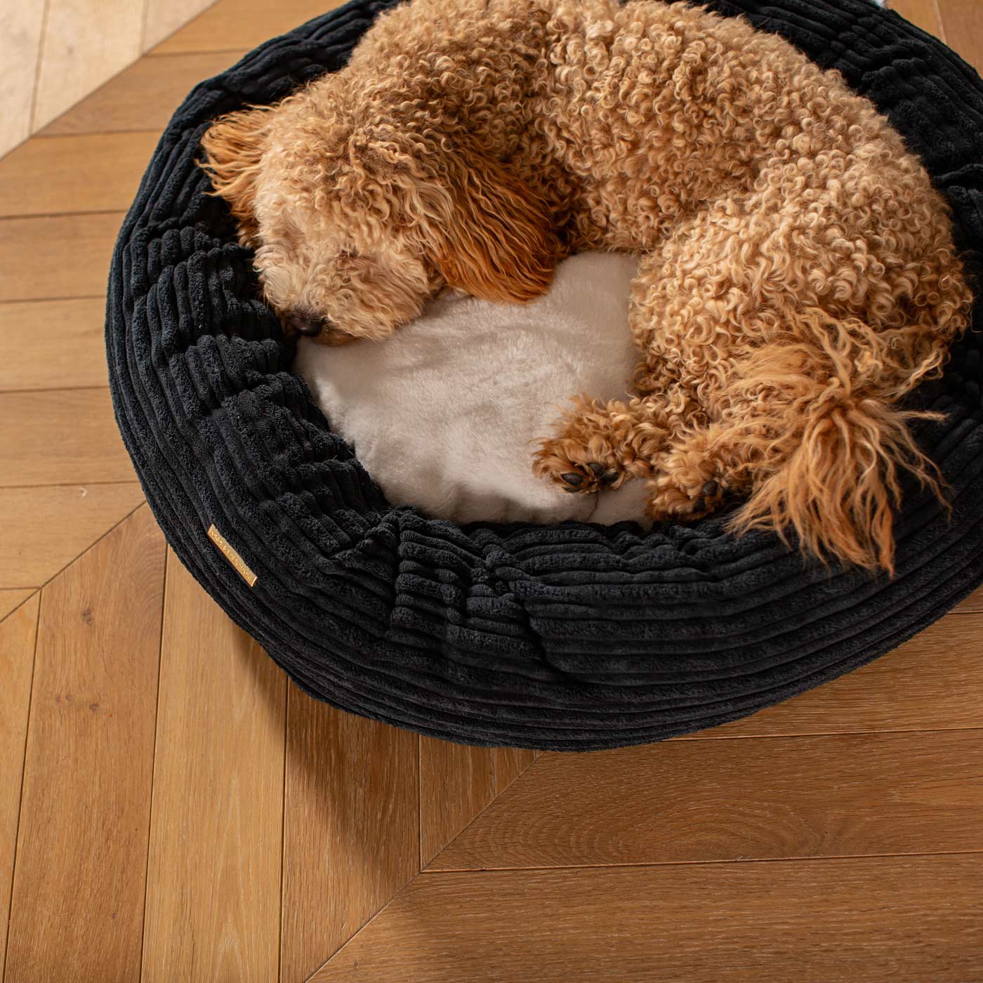 Discover Our Handmade Luxury Donut Dog Bed, In Navy Essentials Plush, The Perfect Choice For Puppies Available Now at Lords & Labradors US
