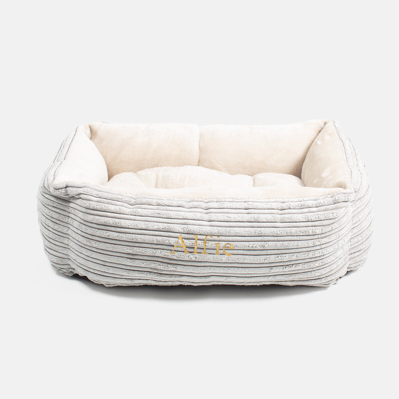 Cozy & Calm Puppy Cage Bed, The Perfect Dog Cage Accessory For The Ultimate Dog Den! In Stunning Light Grey Essentials Plush! Available To Personalize at Lords & Labradors US