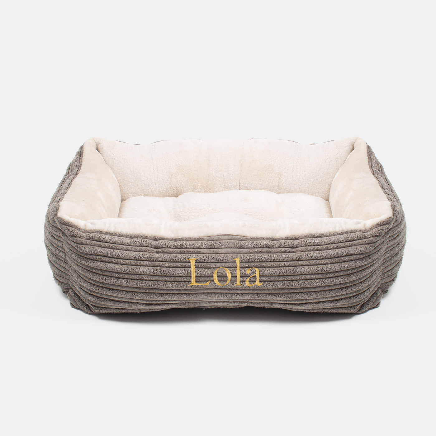 Cozy & Calm Puppy Cage Bed, The Perfect Dog Cage Accessory For The Ultimate Dog Den! In Stunning Dark Grey Essentials Plush! Available To Personalize at Lords & Labradors US