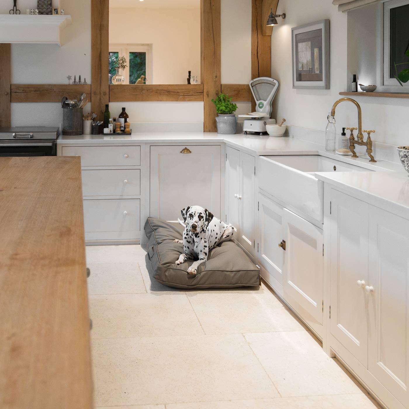 Luxury Dog Cushion in Rhino Tough Desert Faux Leather in Camel. The Perfect Pet Bed Time Accessory! Available Now at Lords & Labradors US