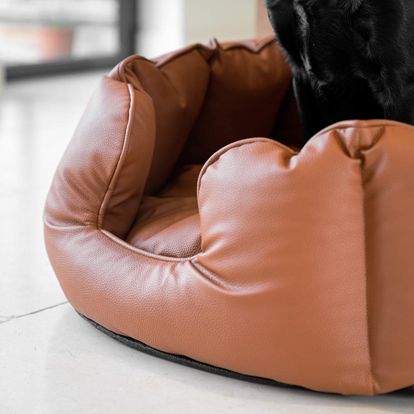 Luxury Handmade High Wall in Rhino Tough Desert Faux Leather, in Ember, Perfect For Your Pets Nap Time! Available To Personalize at Lords & Labradors US