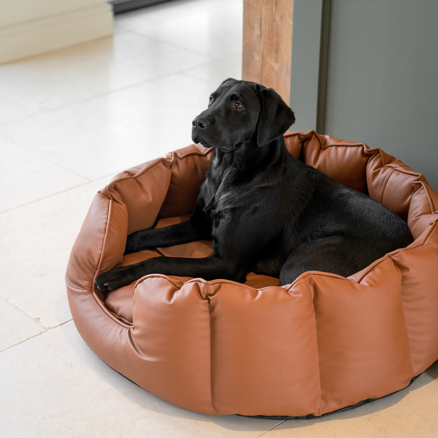 Luxury Handmade High Wall in Rhino Tough Desert Faux Leather, in Ember, Perfect For Your Pets Nap Time! Available To Personalize at Lords & Labradors US