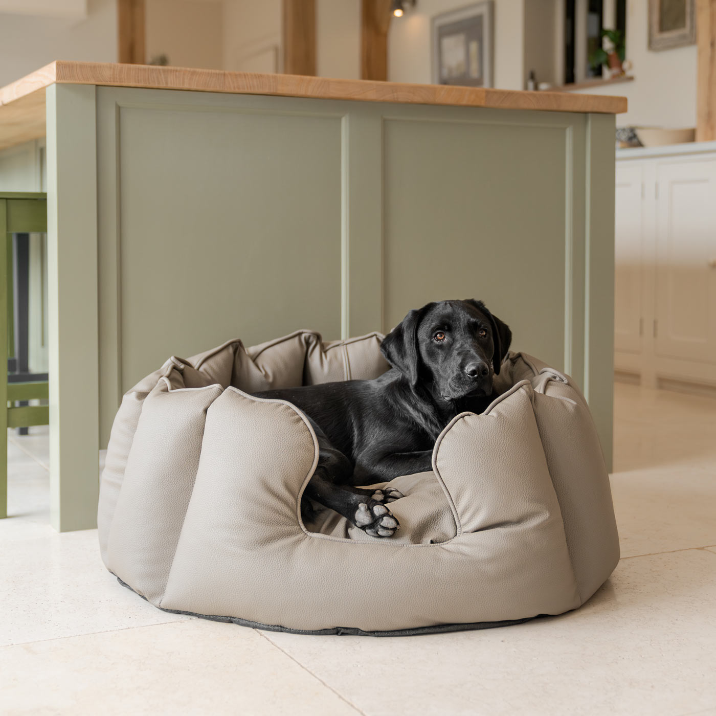 Luxury Handmade High Wall in Rhino Tough Desert Faux Leather, in Camel, Perfect For Your Pets Nap Time! Available To Personalize at Lords & Labradors US
