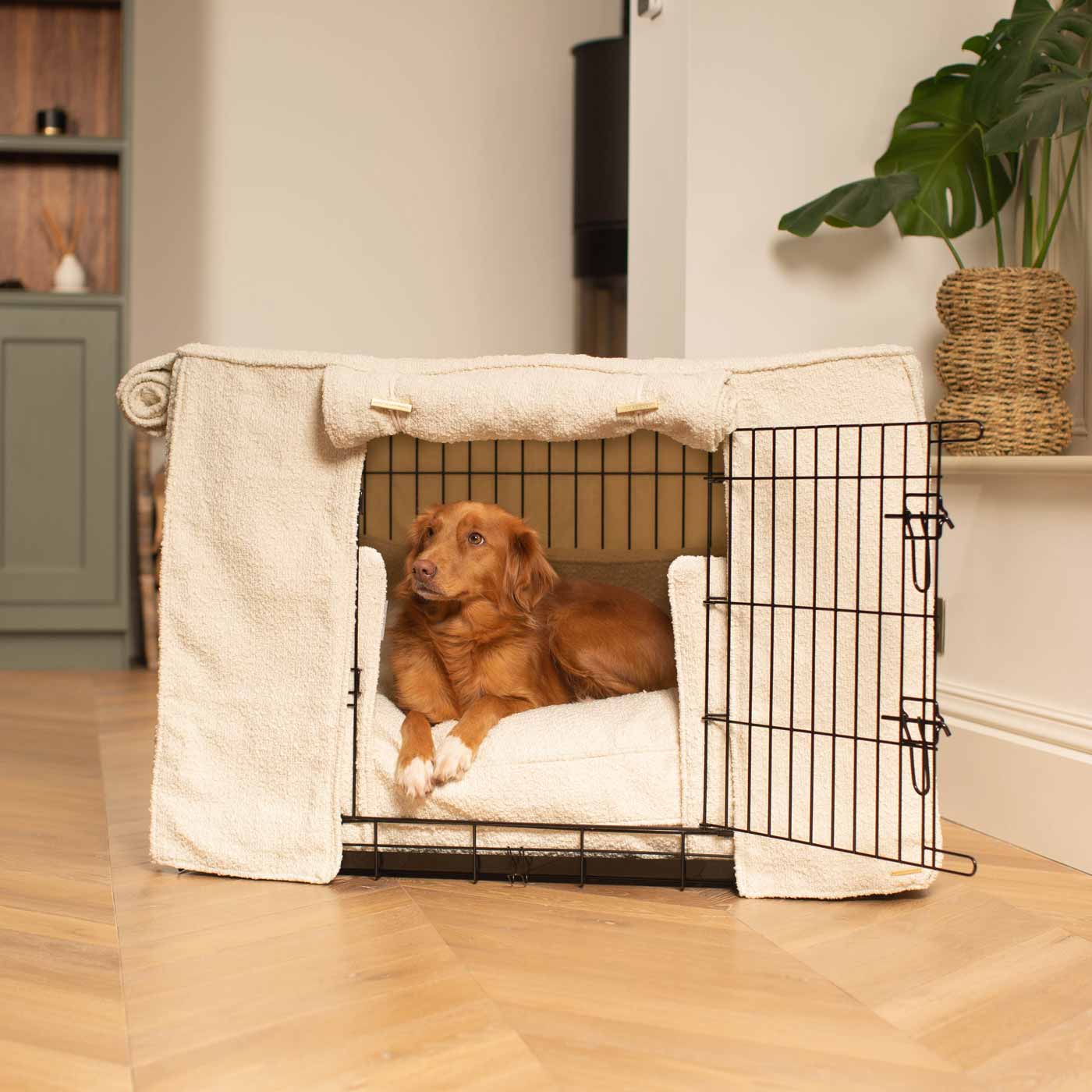 Luxury Heavy Duty Dog Cage, In Stunning Ivory Bouclé Cage Set, The Perfect Dog Cage Set For Building The Ultimate Pet Den! Dog Cage Cover Available To Personalize at Lords & Labradors US