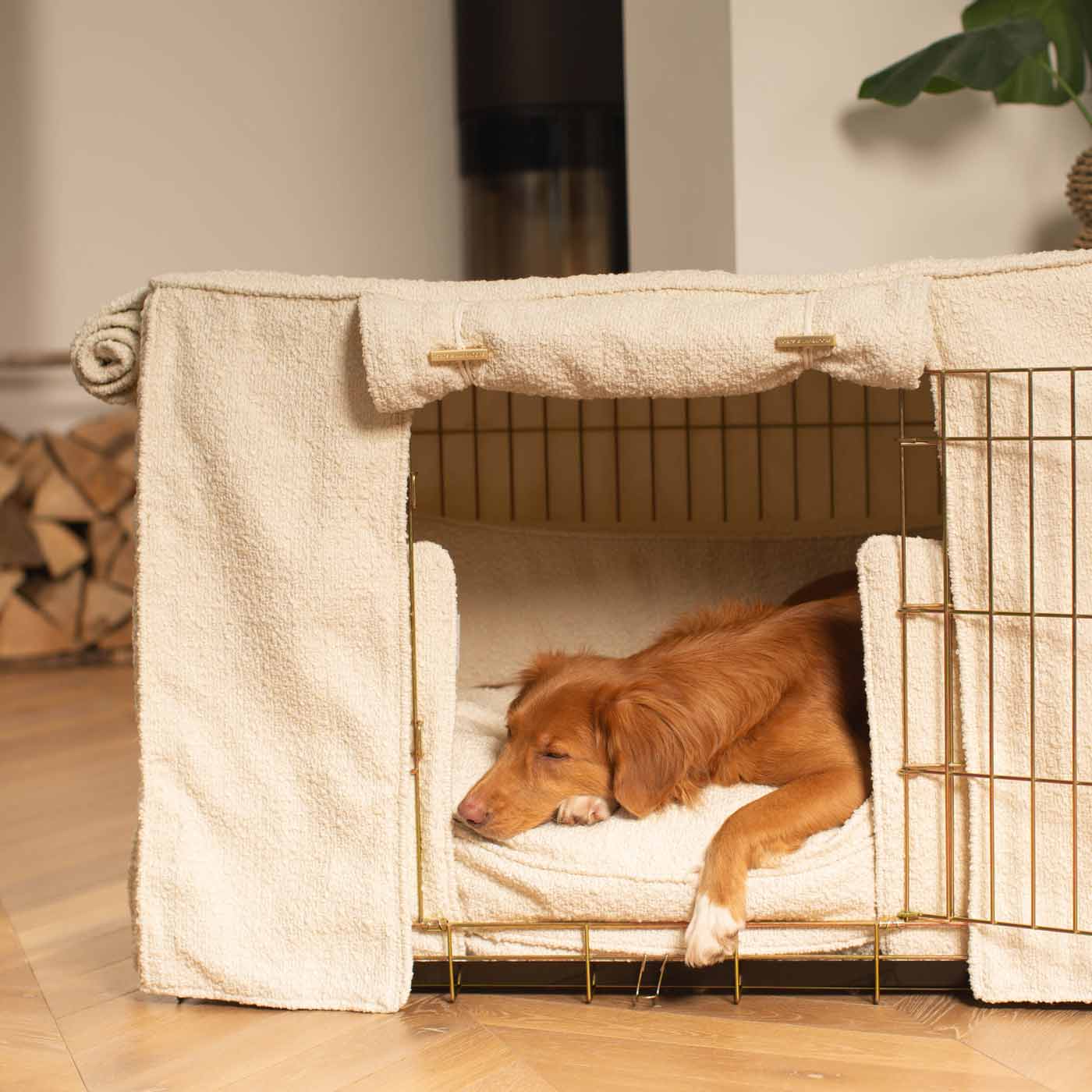 Luxury Heavy Duty Dog Cage, In Stunning Ivory Bouclé Cage Set, The Perfect Dog Cage Set For Building The Ultimate Pet Den! Dog Cage Cover Available To Personalize at Lords & Labradors US