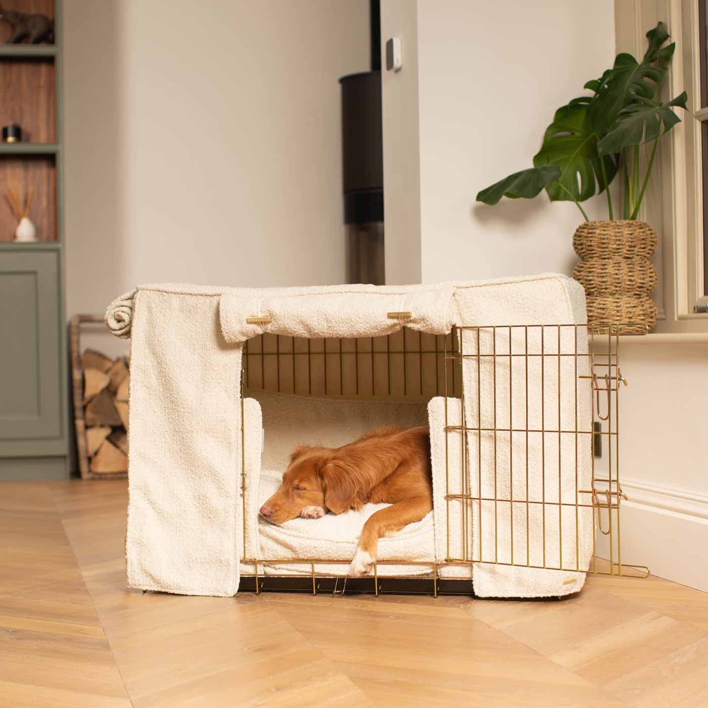 Luxury Heavy Duty Dog Cage, In Stunning Ivory Bouclé Cage Set, The Perfect Dog Cage Set For Building The Ultimate Pet Den! Dog Cage Cover Available To Personalize at Lords & Labradors US