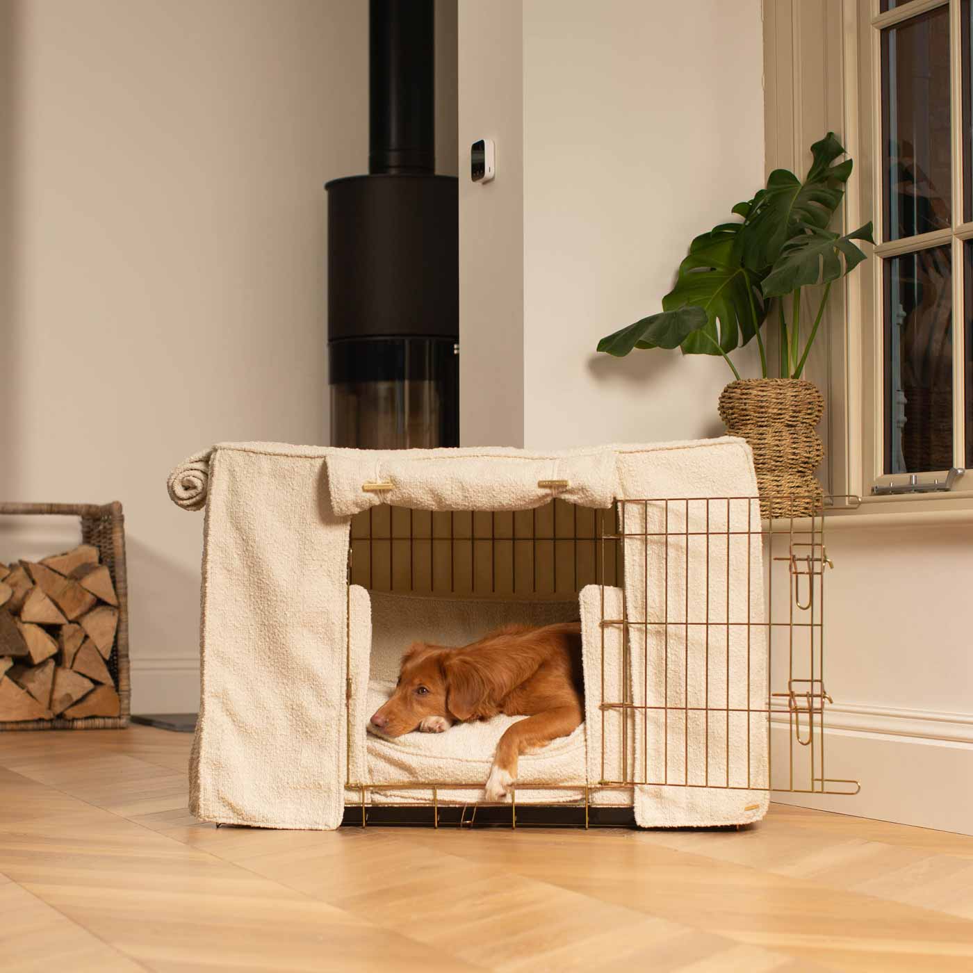 Luxury Heavy Duty Dog Cage, In Stunning Ivory Bouclé Cage Set, The Perfect Dog Cage Set For Building The Ultimate Pet Den! Dog Cage Cover Available To Personalize at Lords & Labradors US