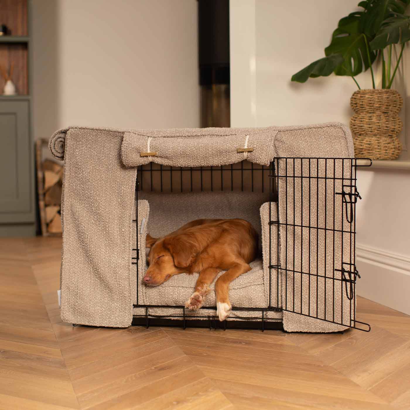 Luxury Heavy Duty Dog Cage, In Stunning Mink Bouclé Cage Set, The Perfect Dog Cage Set For Building The Ultimate Pet Den! Dog Cage Cover Available To Personalize at Lords & Labradors US