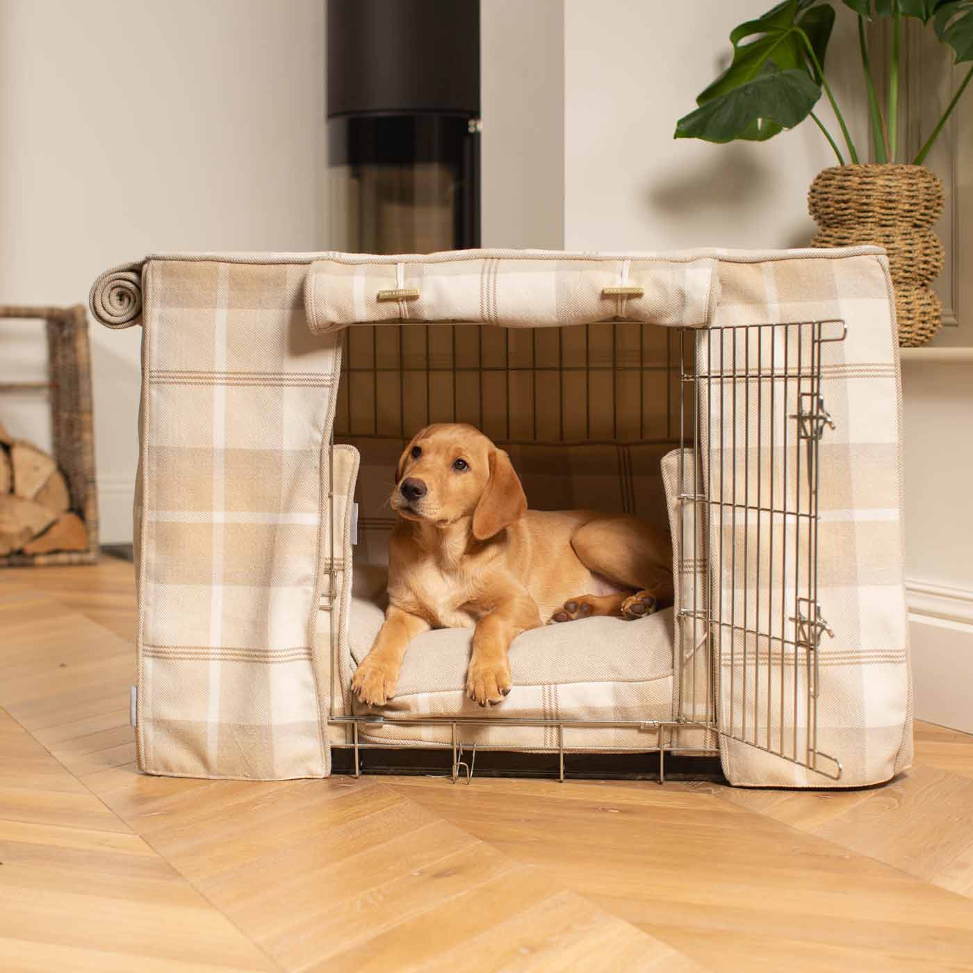Luxury Silver Dog Cage Set With Cushion, Bumper and Cage Cover. The Perfect Dog Cage For The Ultimate Naptime, Available Now at Lords & Labradors US