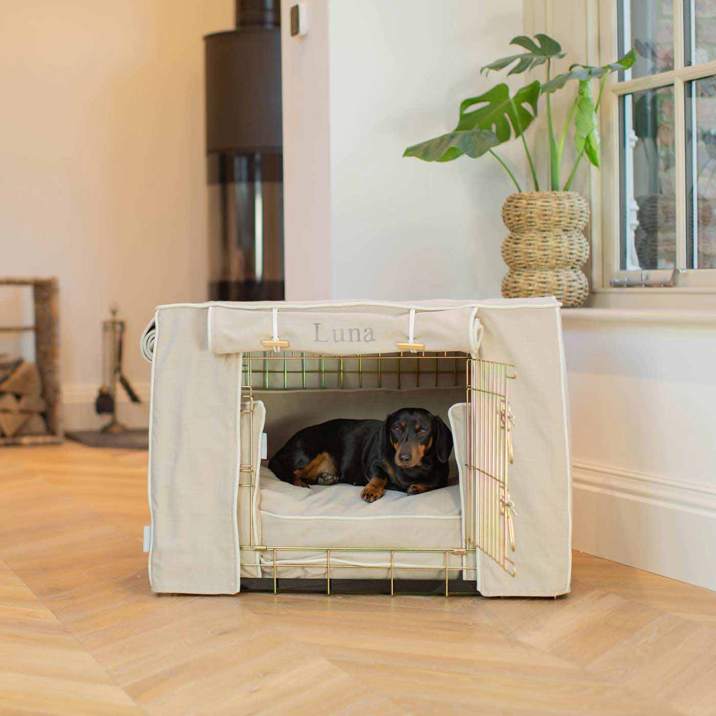 Luxury Heavy Duty Dog Cage, In Stunning Savanna Oatmeal Cage Set, The Perfect Dog Cage Set For Building The Ultimate Pet Den! Dog Cage Cover Available To Personalize at Lords & Labradors US