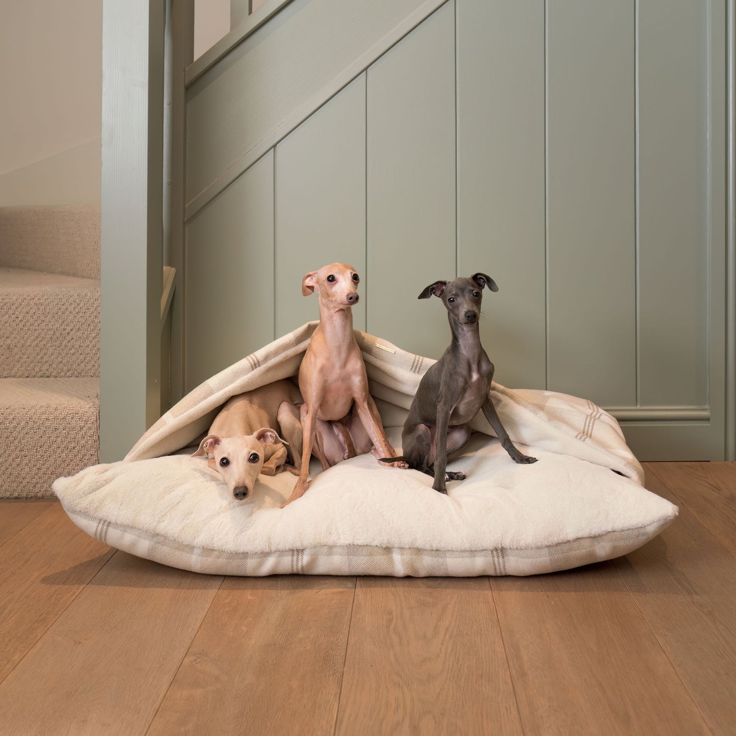 Discover The Perfect Burrow For Your Pet, Our Stunning Sleepy Burrow Dog Beds, In Natural Tweed Available Now at Lords & Labradors US