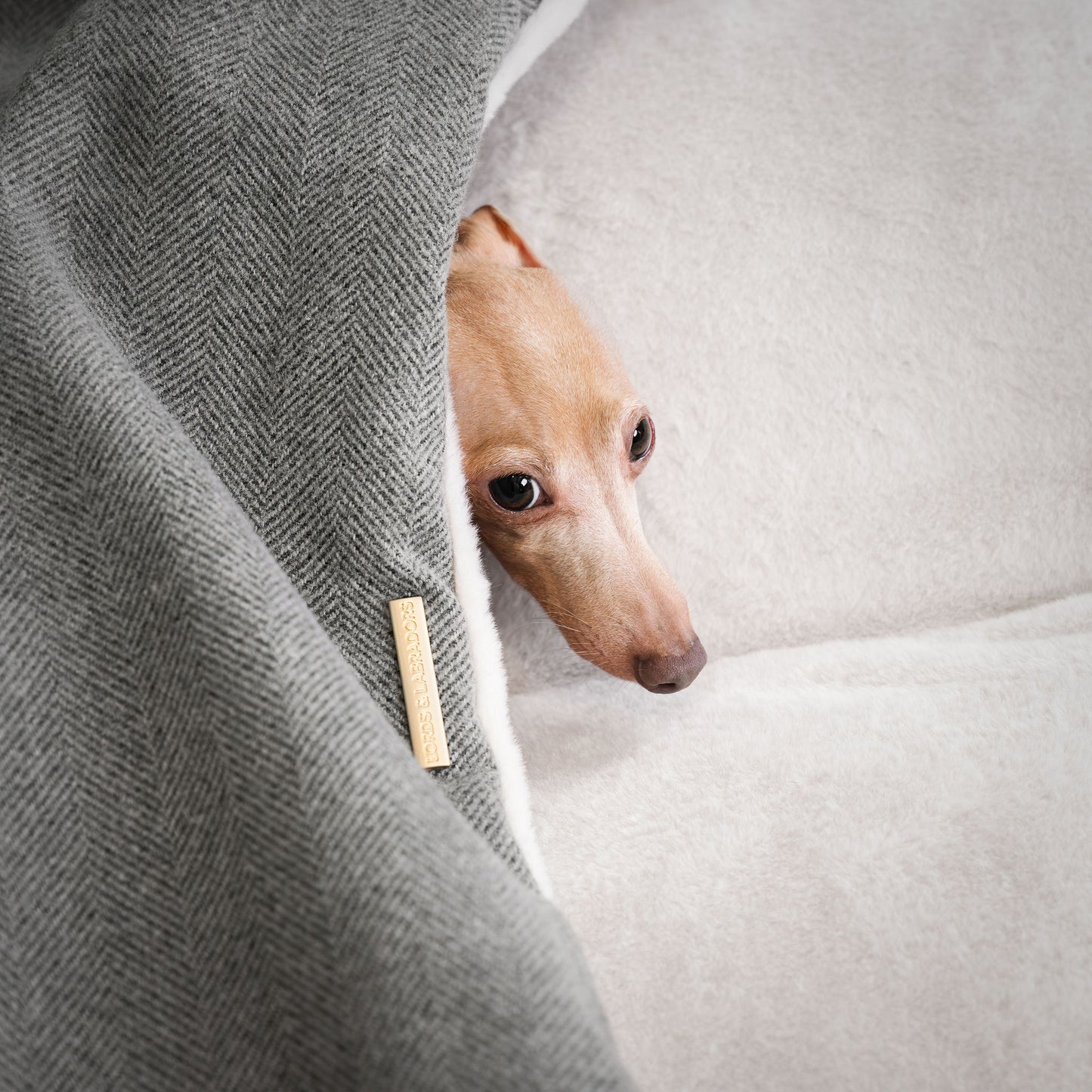 Discover The Perfect Burrow For Your Pet, Our Stunning Sleepy Burrow Dog Beds In Pewter Herringbone Is The Perfect Bed Choice For Your Pet, Available Now at Lords & Labradors US