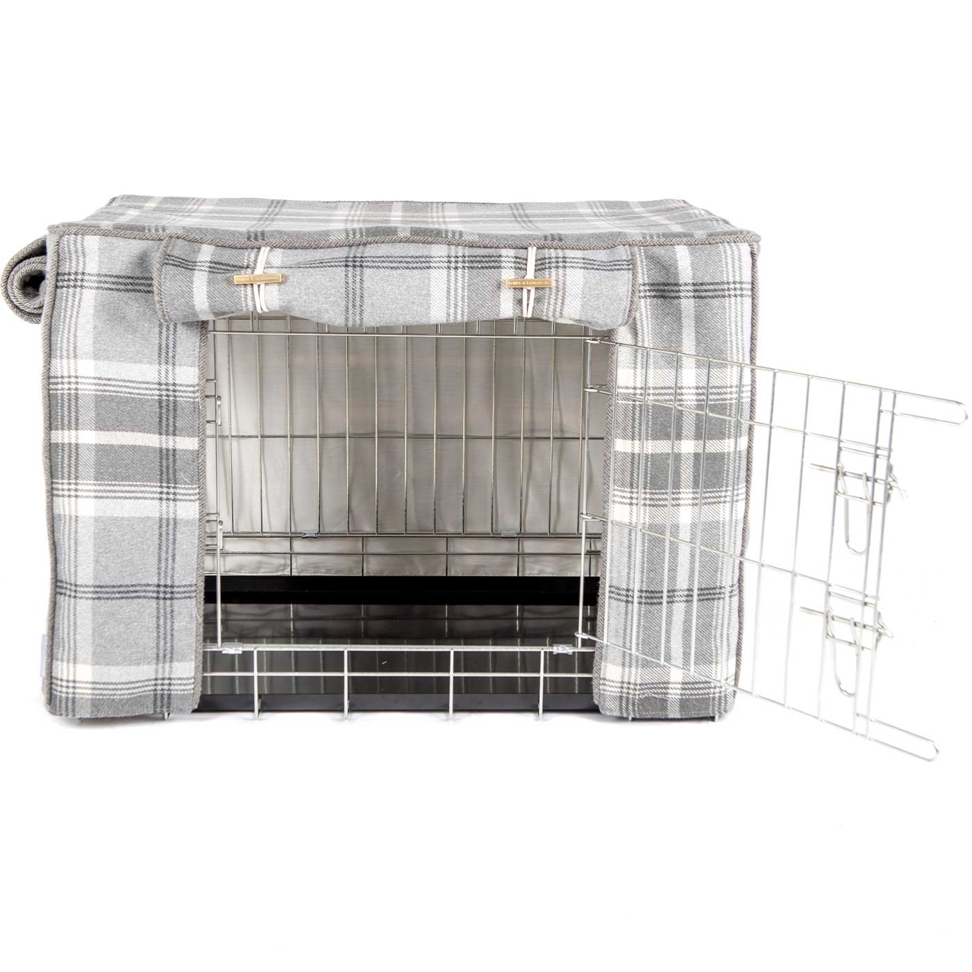 Luxury Dog Cage Cover, Balmoral Dove Grey Tweed Cage Cover The Perfect Dog Cage Accessory, Available To Personalize Now at Lords & Labradors US