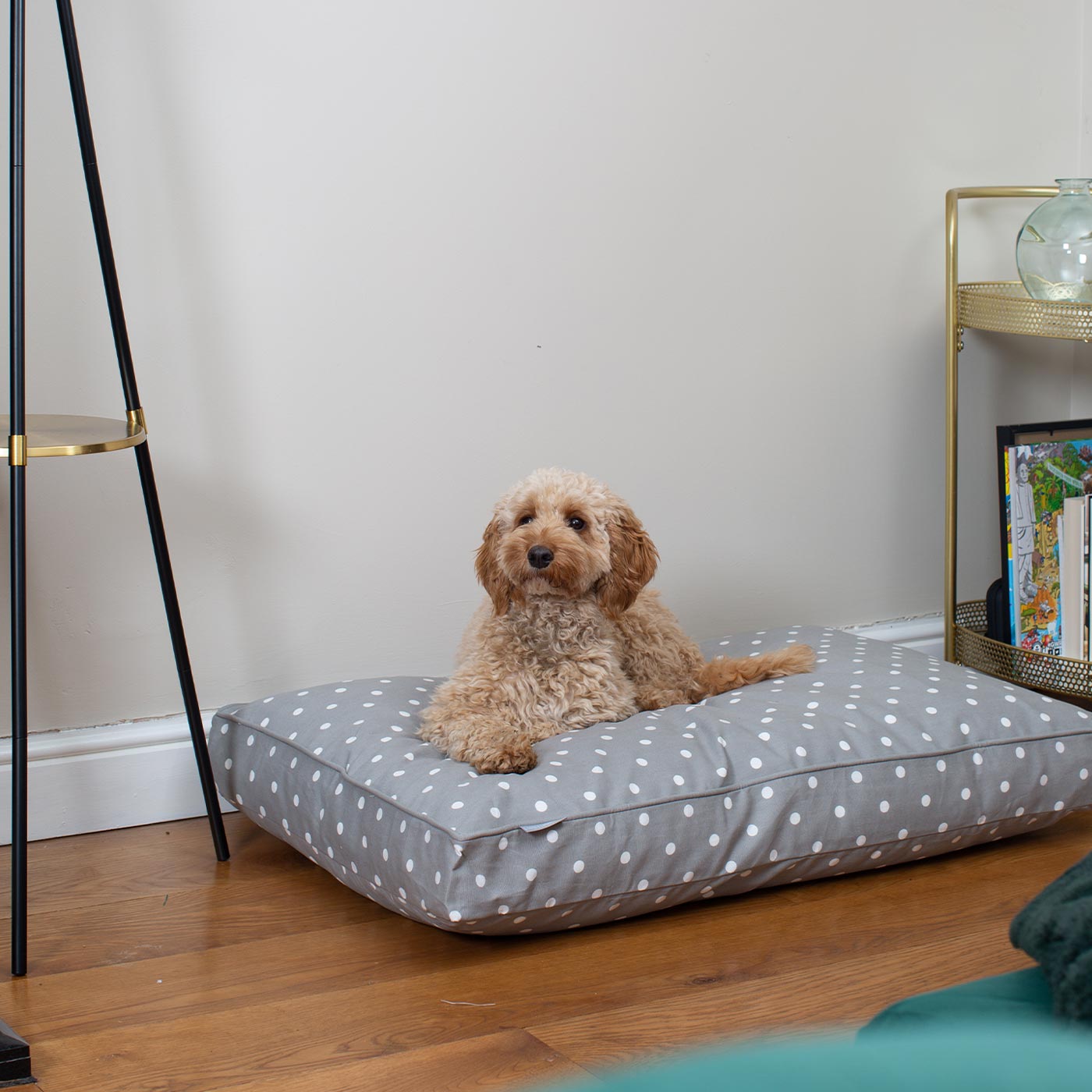 Luxury Dog Cage Cushion, Grey Spot Cage Cushion The Perfect Dog Cage Accessory, Available To Personalize Now at Lords & Labradors US