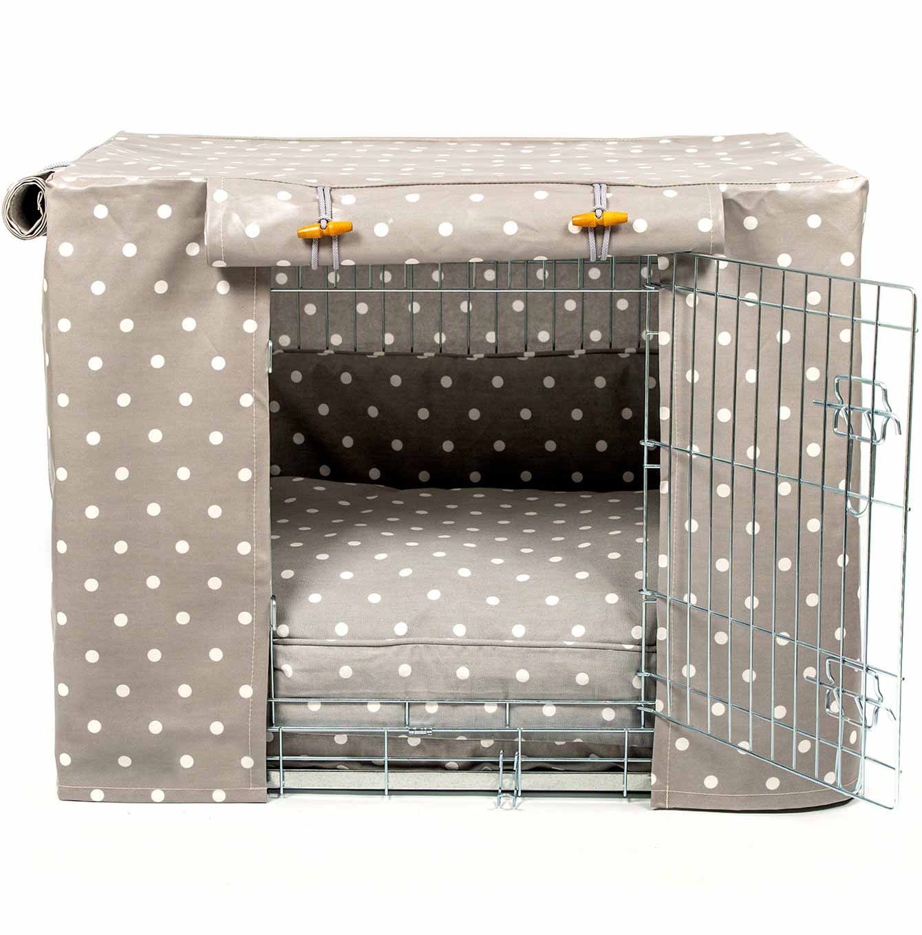 Luxury Silver Dog Cage Set With Cushion, Bumper and Cage Cover. The Perfect Dog Cage For The Ultimate Naptime, Available Now at Lords & Labradors US