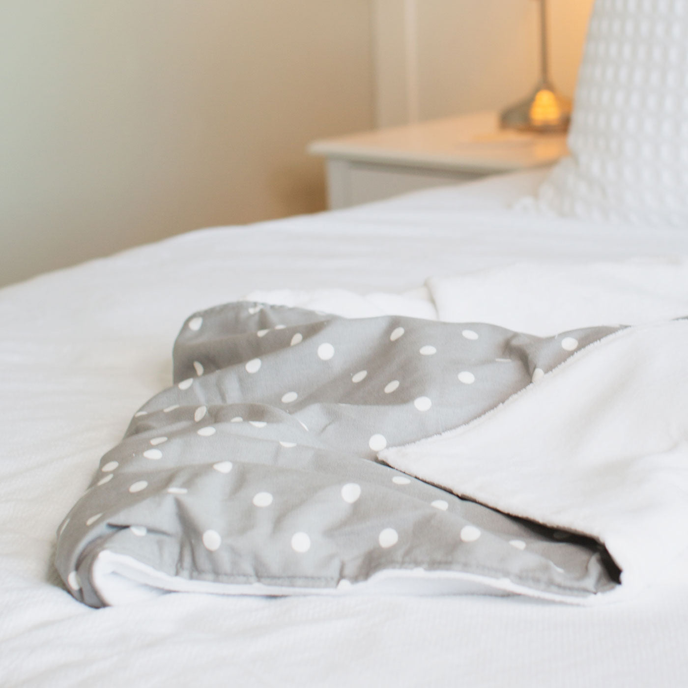Discover Our Luxurious Dog Blanket In Stunning Grey Spot, The Perfect Blanket For Puppies, Available To Personalize And In 2 Sizes Here at Lords & Labradors US