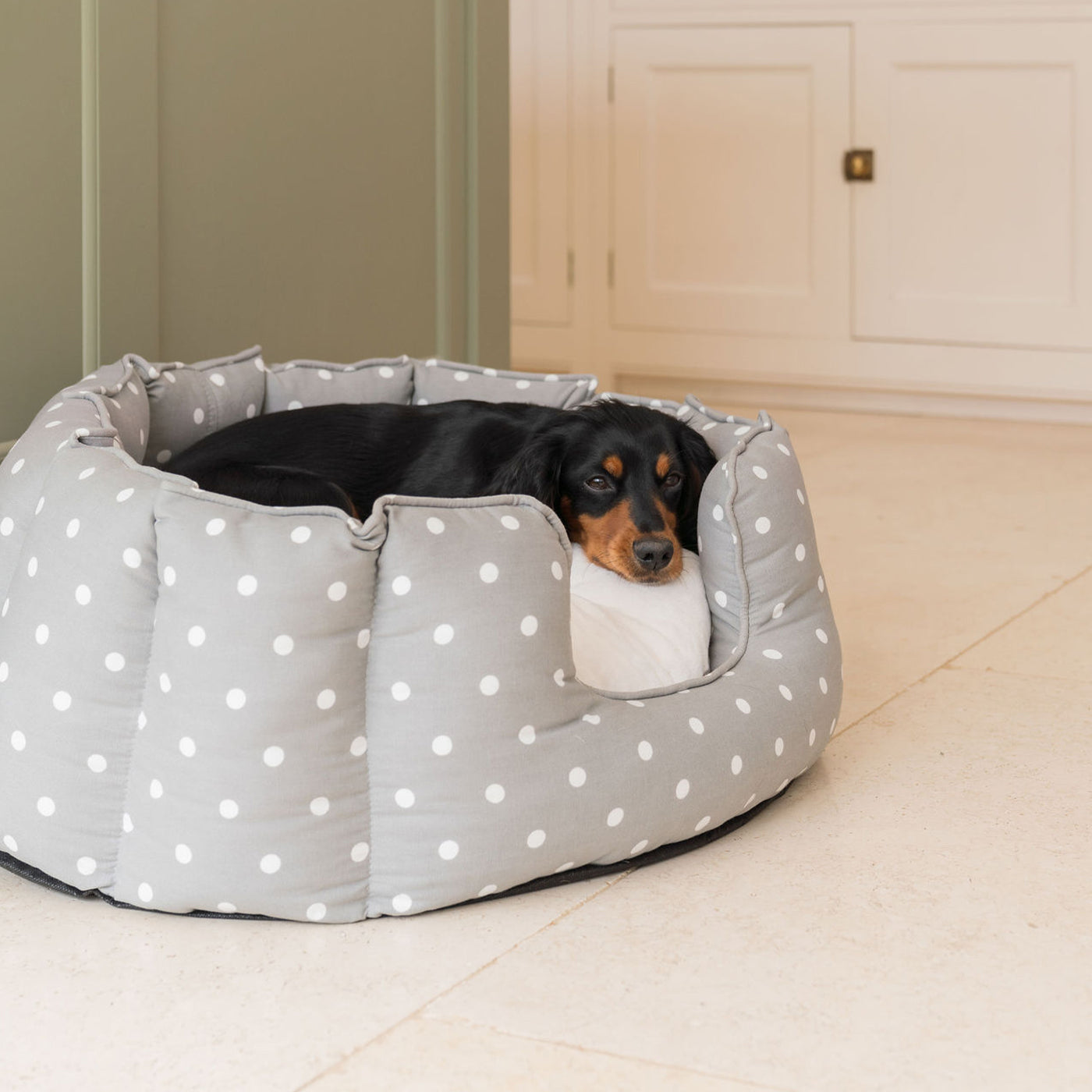High Wall Bed For Dogs in Spots & Stripes by Lords & Labradors