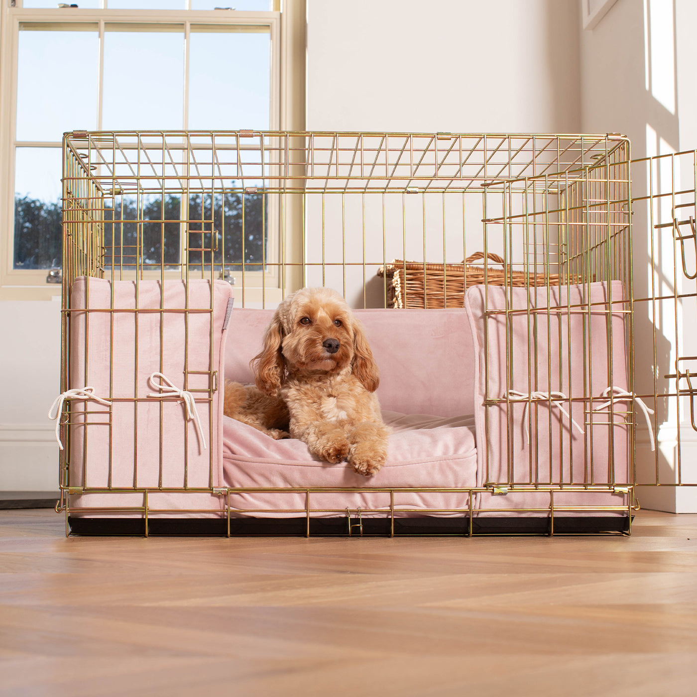 Dog Cage with Cushion & Bumper in Blossom Velvet by Lords & Labradors