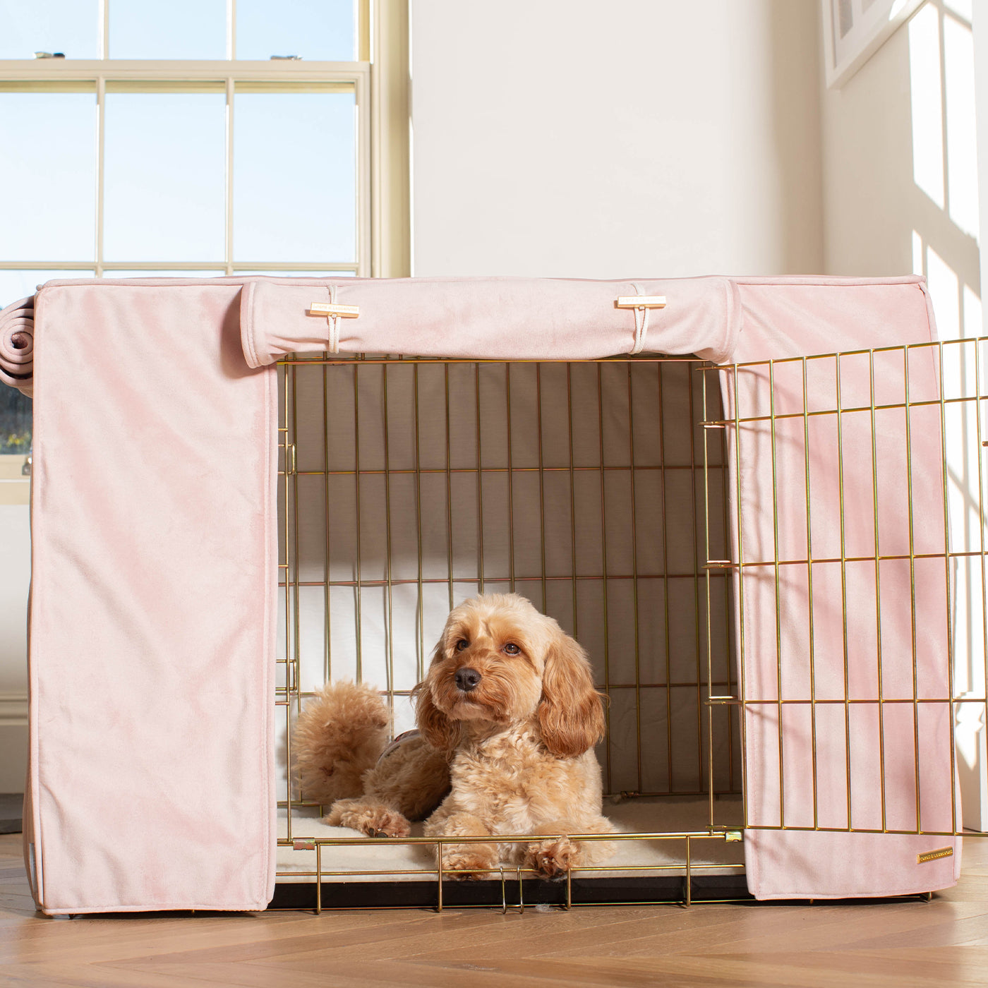 Dog Cage Cover In Blossom Velvet by Lords & Labradors