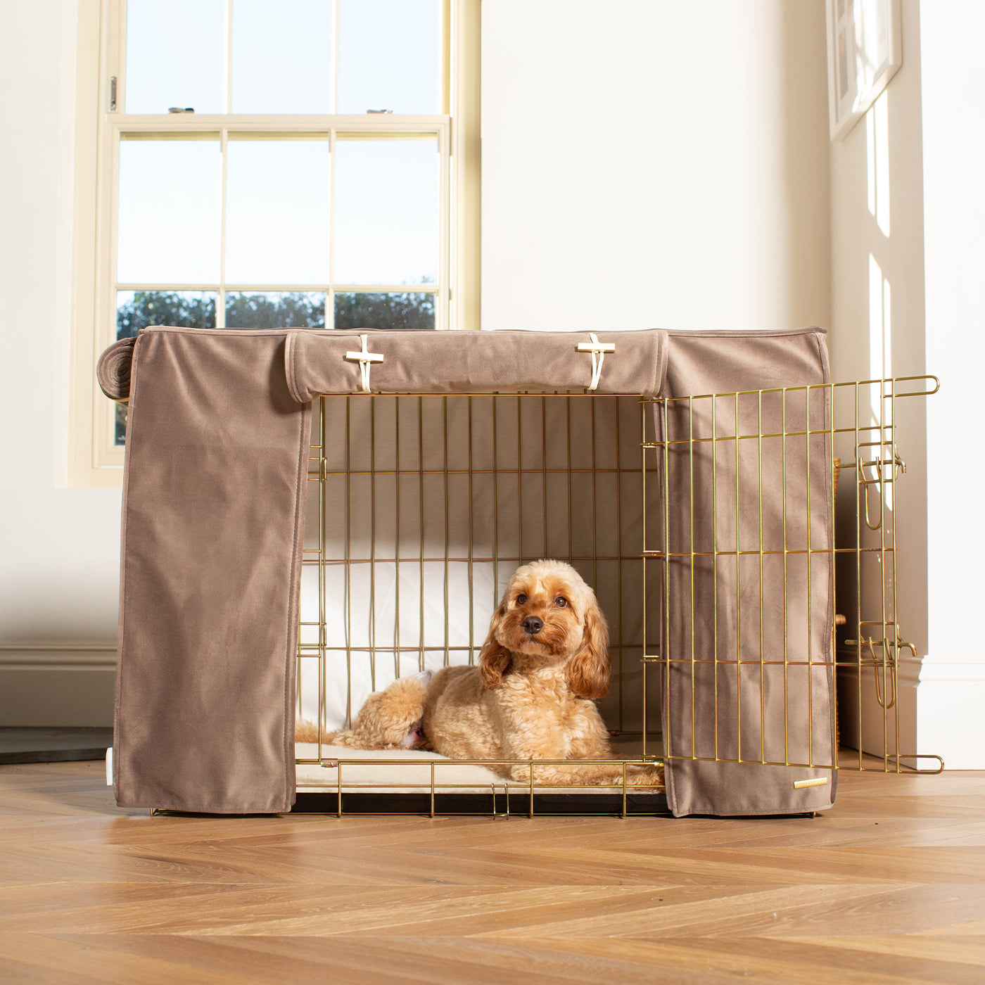 Dog Cage with Cage Cover in Clay Velvet by Lords & Labradors