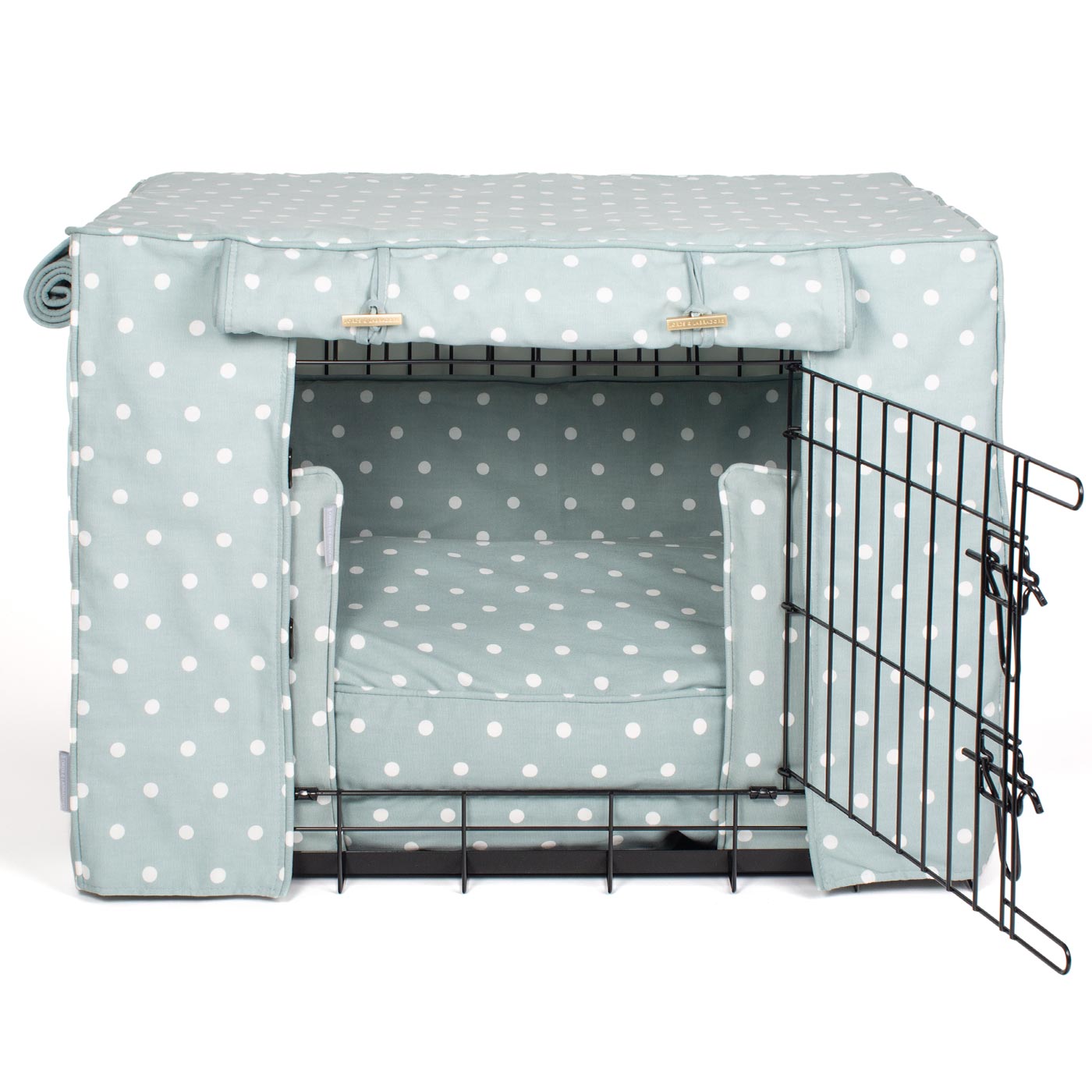 Luxury Silver Dog Cage Set With Cushion, Bumper and Crate Cover. The Perfect Dog Crate For The Ultimate Naptime, Available Now at Lords & Labradors US