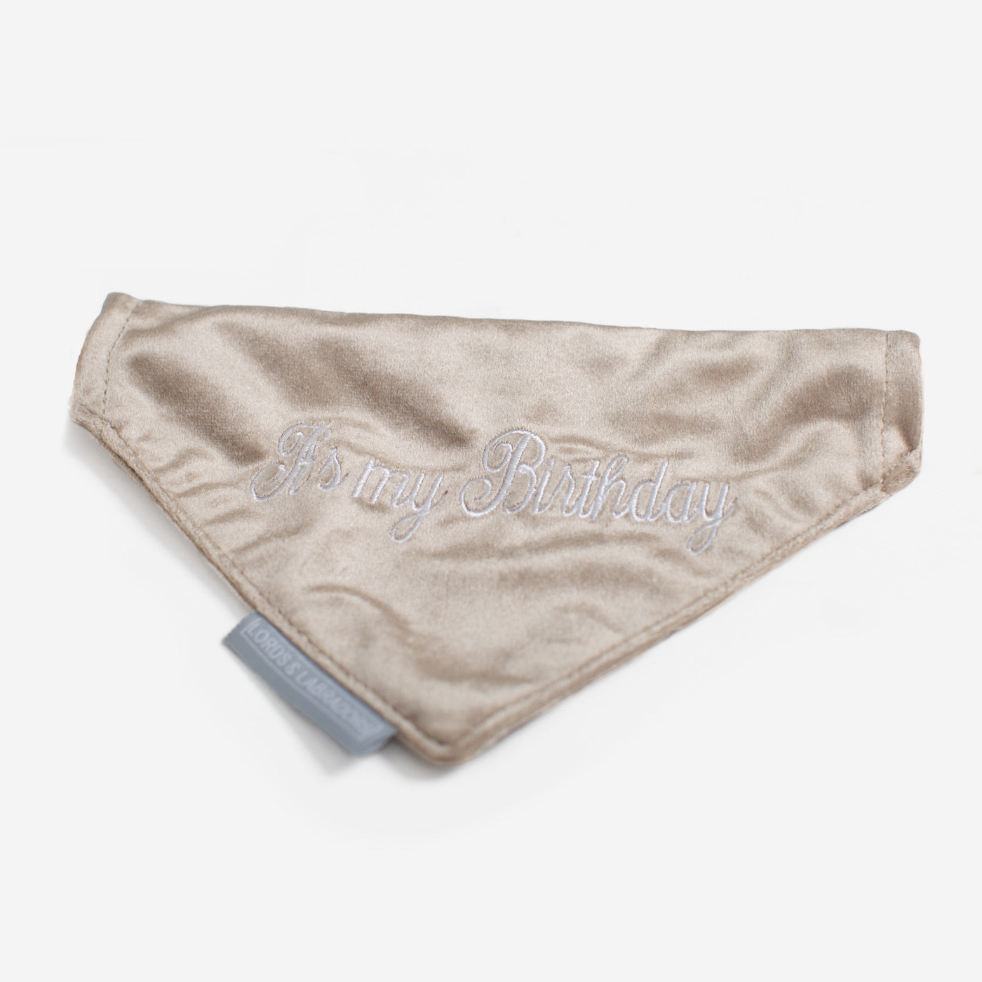 Discover The Perfect Bandana For Dogs, 'It's My Birthday’ Bandana In Luxury Mushroom Velvet, Available To Personalise Now at Lords & Labradors