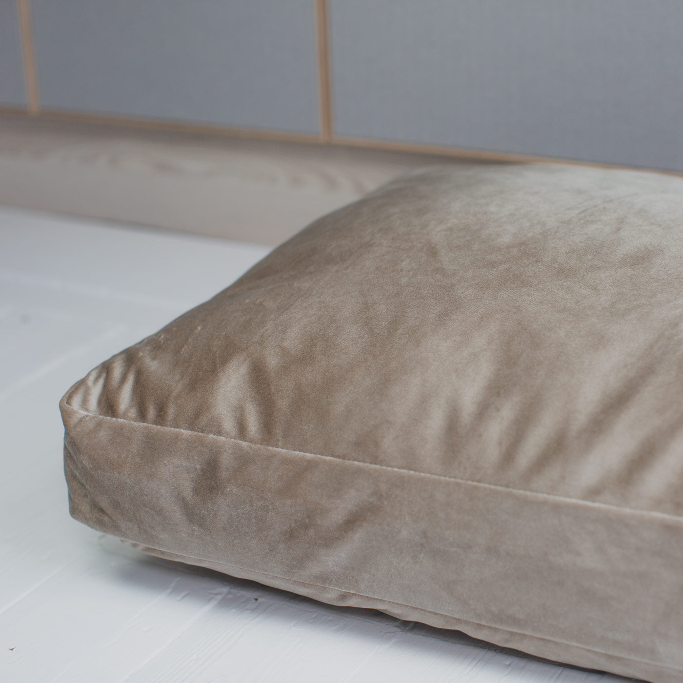 Luxury Dog Cage Cushion, Mushroom Velvet Cage Cushion, The Perfect Dog Cage Accessory, Available Now at Lords & Labradors US