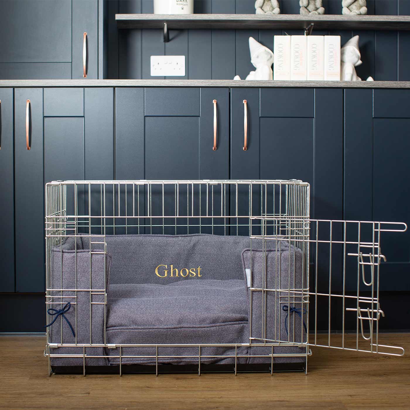 Luxury Dog Cage Bumper, Oxford Herringbone Tweed Cage Bumper Cover The Perfect Dog Cage Accessory, Available To Personalize Now at Lords & Labradors US