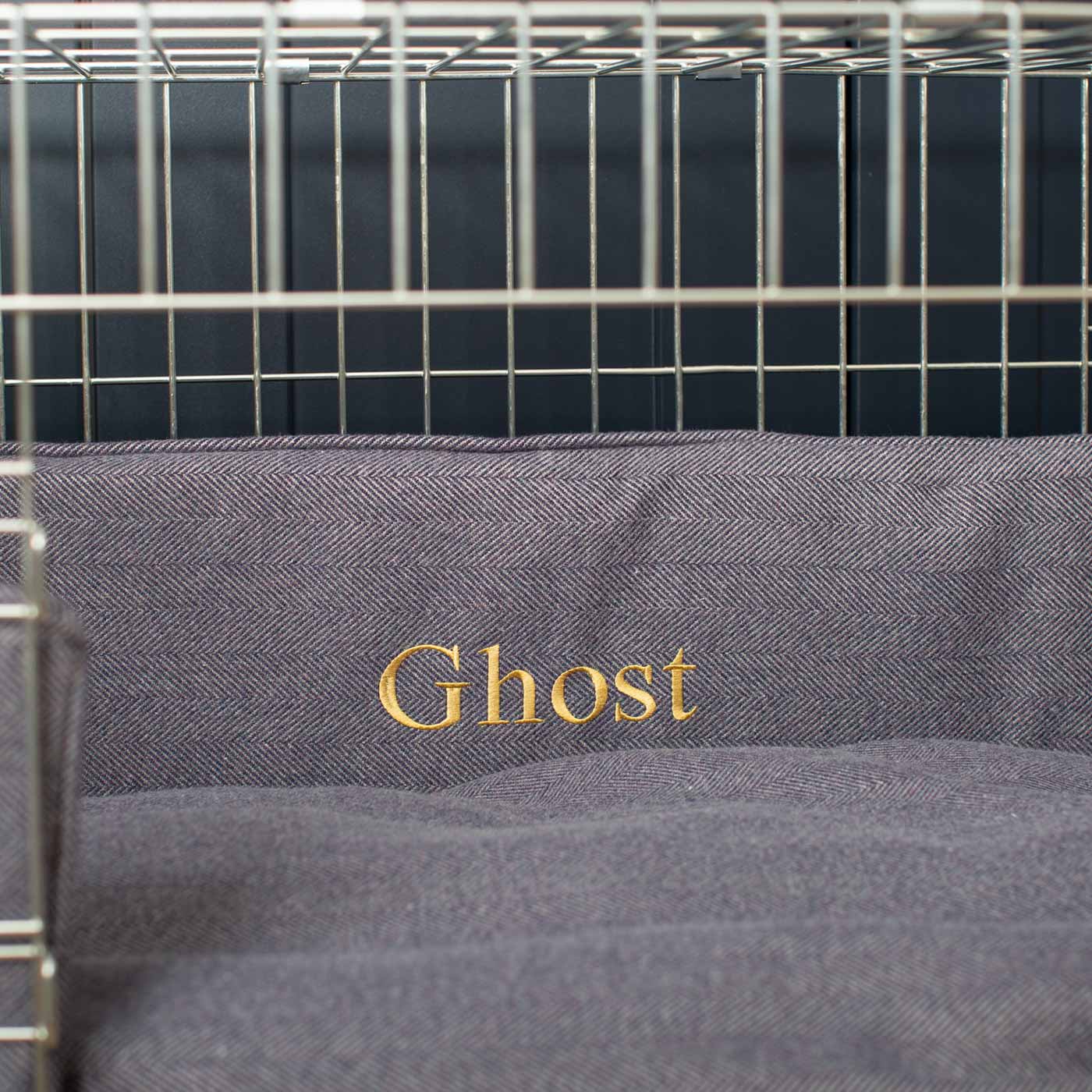 Luxury Dog Cage Bumper, Oxford Herringbone Tweed Cage Bumper Cover The Perfect Dog Cage Accessory, Available To Personalize Now at Lords & Labradors US