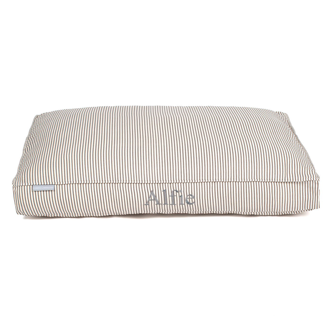 Luxury Dog Cushion, in Regency Stripe. The Perfect Dog Cage For The Ultimate Naptime, Available Now at Lords & Labradors US